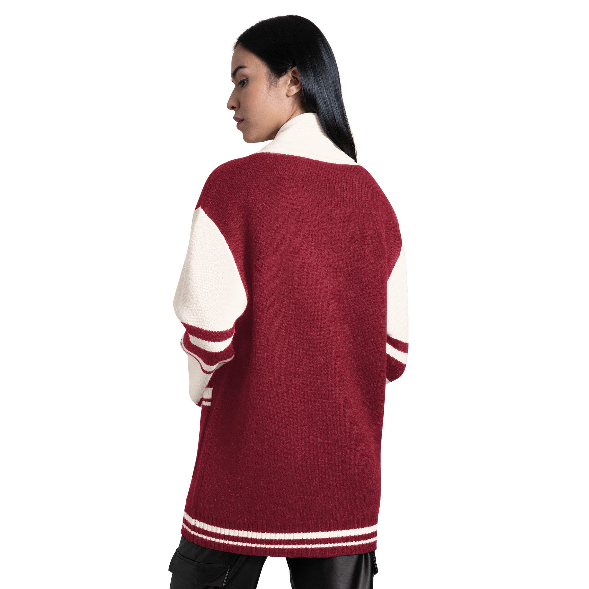 Gilet boutonné à col châle Strike Zone, couleur bordeaux, pour femme, de la marque Starter Washington Commanders.