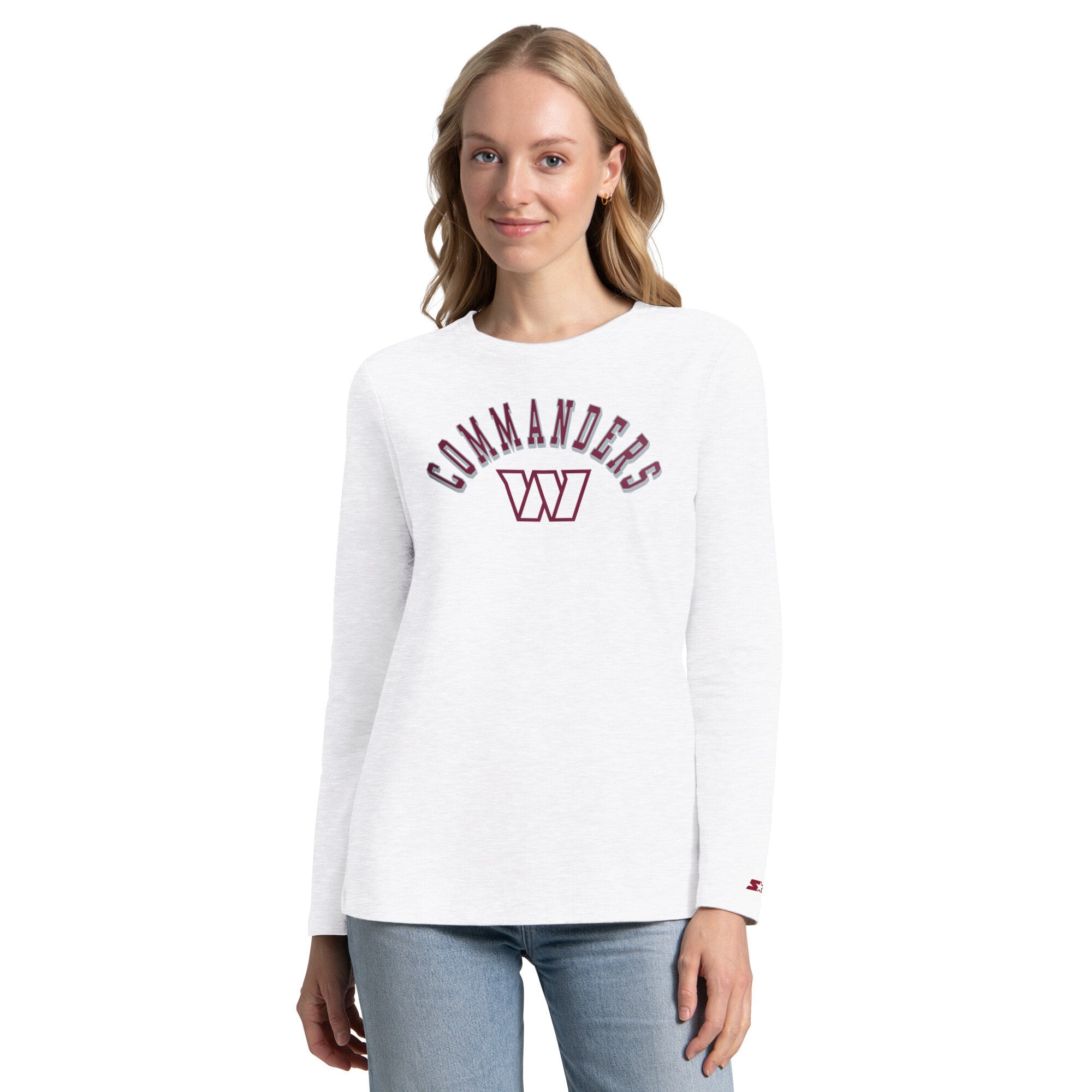 Pack de t-shirts à manches courtes et longues Starter pour femmes, couleur bordeaux/gris cendré, Washington Commanders