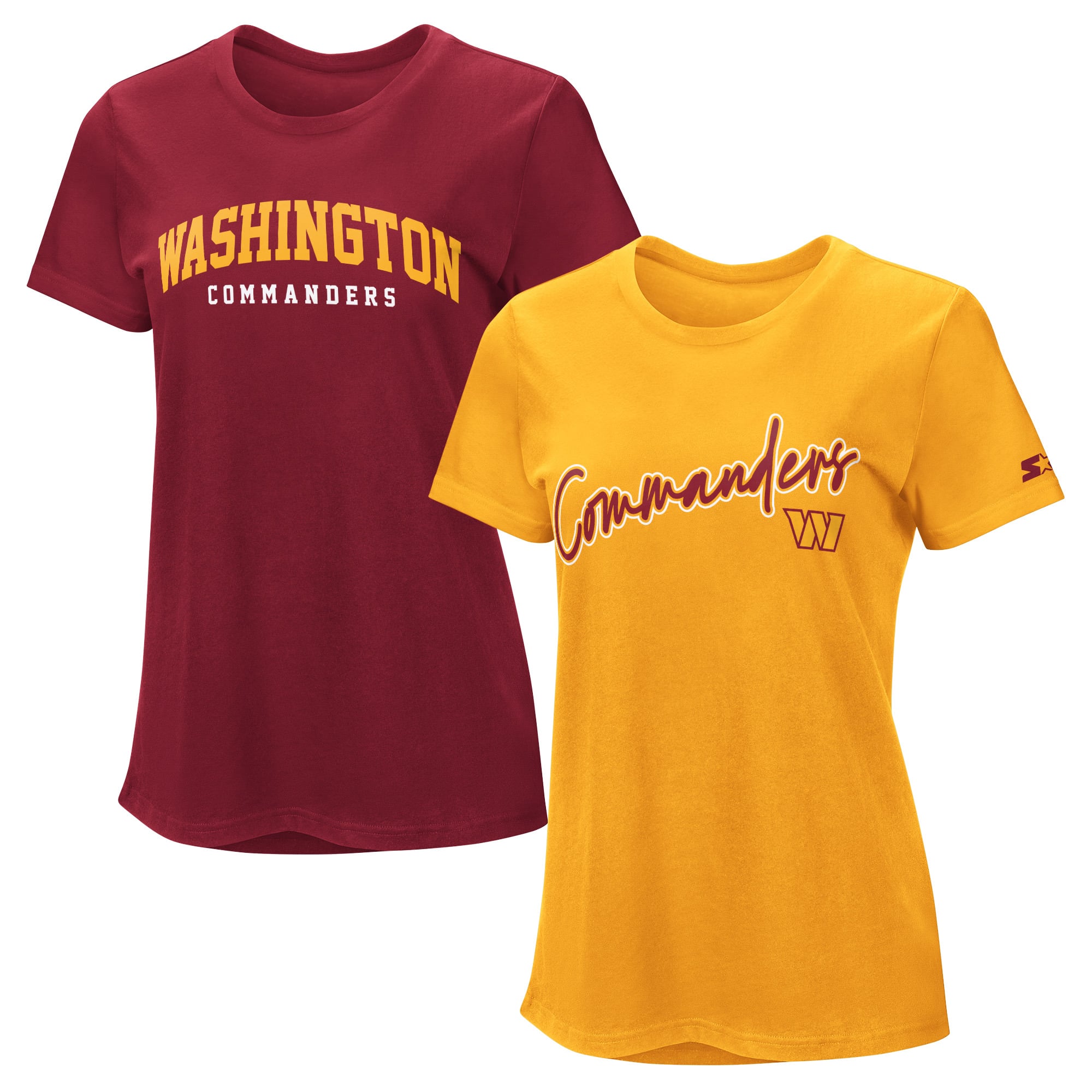 Pack de t-shirts Starter pour femmes, bordeaux/or, Washington Commanders