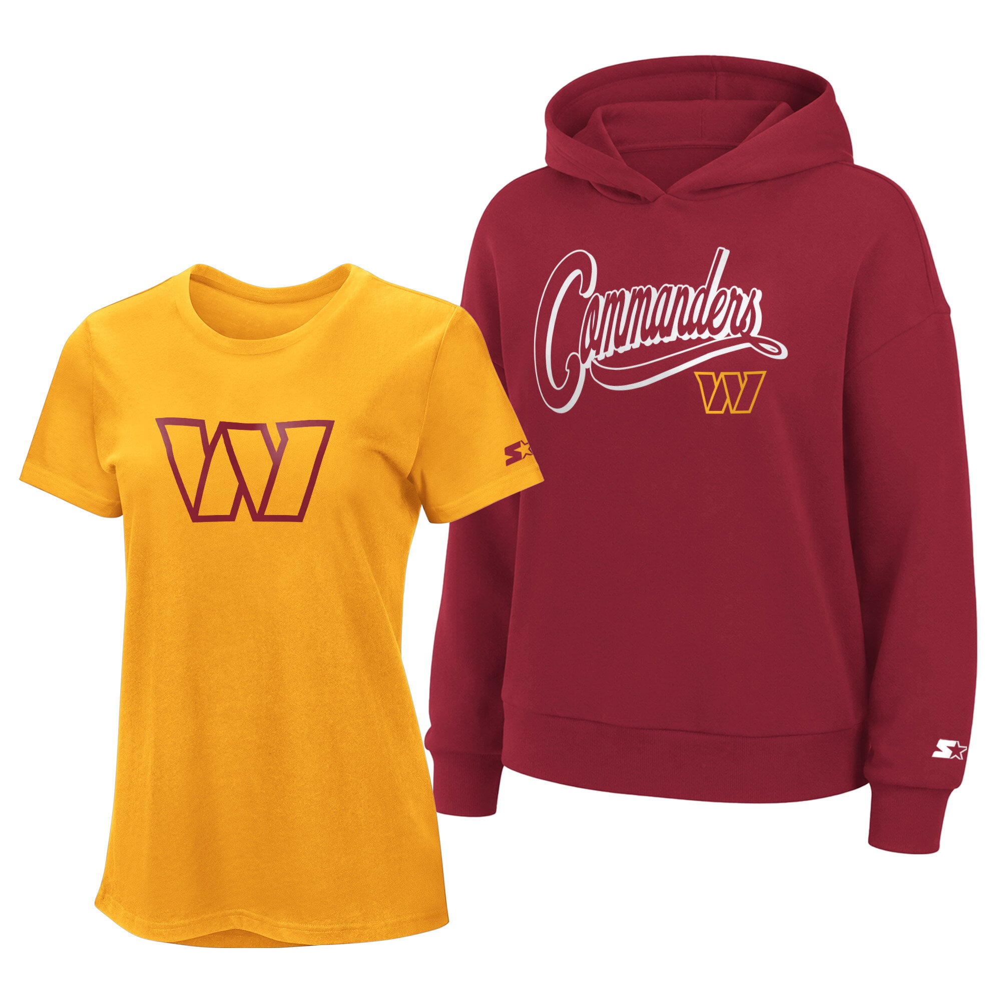 Ensemble sweat à capuche et t-shirt Starter or/bordeaux pour femmes Washington Commanders