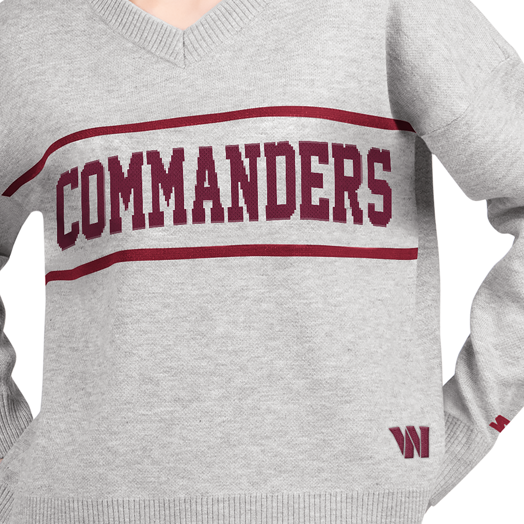 Pull à col en V gris Starter pour femme, Washington Commanders Best Shot