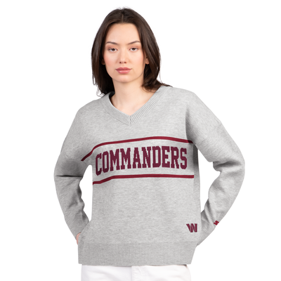 Washington Commanders Starter Women's Best Shot V-Neck Sweater - Gray