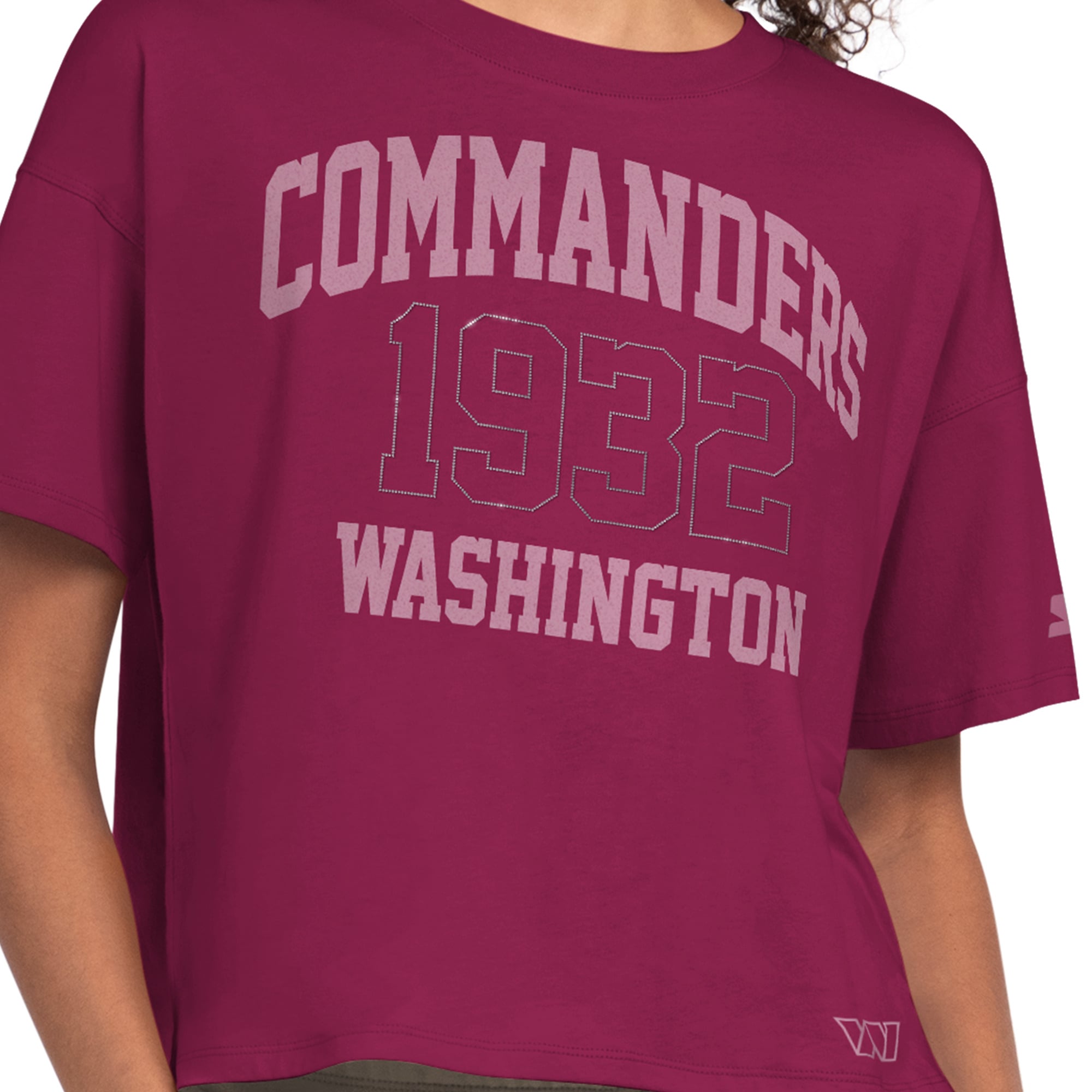 T-shirt court à strass marron Washington Commanders de Starter pour femme