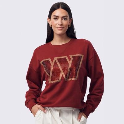  Washington Commanders Terez Women's Gemstone Logo Crew - Burgundy
