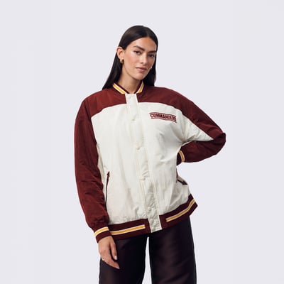  Washington Commanders Terez Women's Double Yoke Full-Zip Bomber Jacket - White