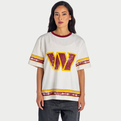  Washington Commanders The Wild Collective Women's Oversized Established Boyfriend T-Shirt - Cream