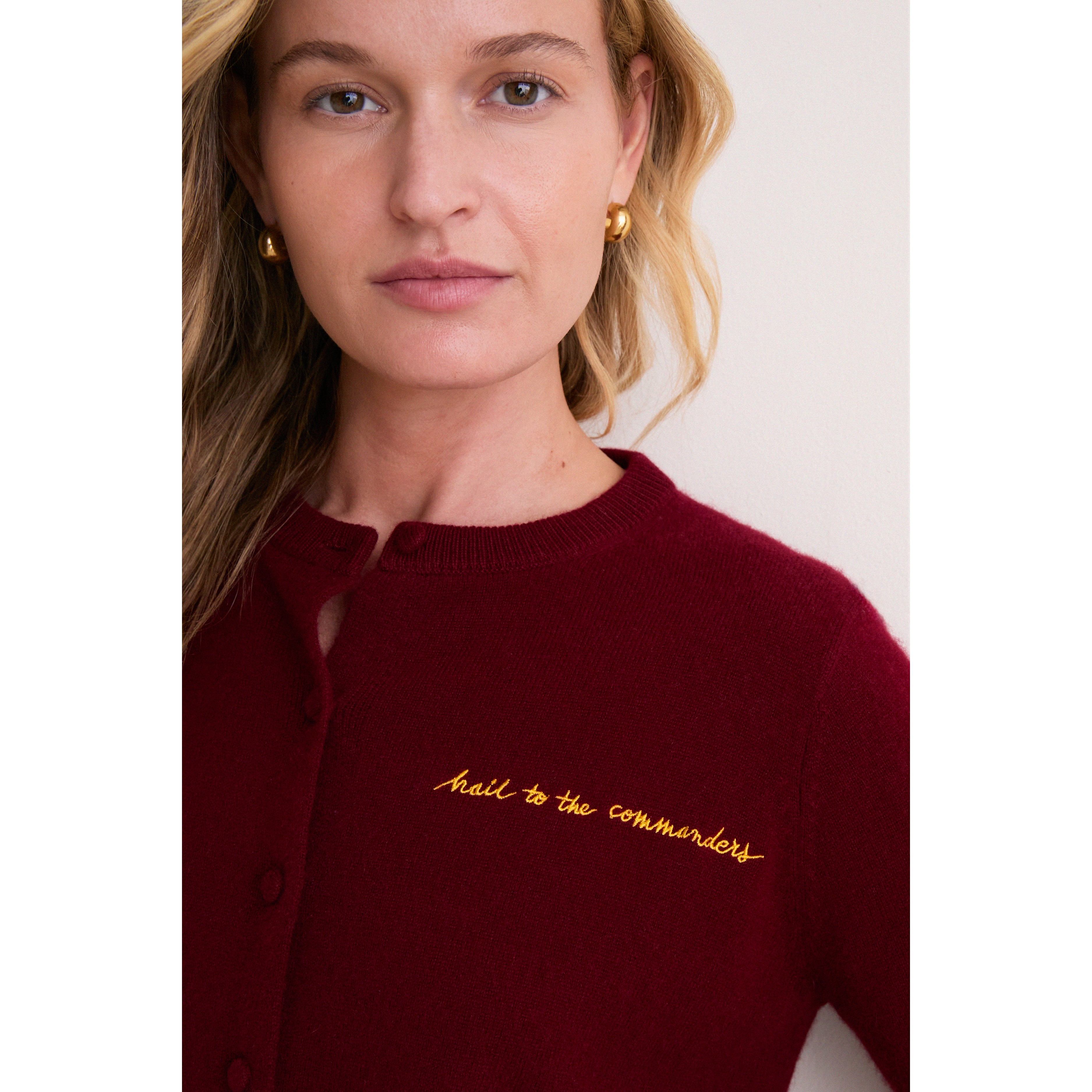 Women's Tuckernuck Burgundy Washington Commanders Full-Button Cashmere Cardigan