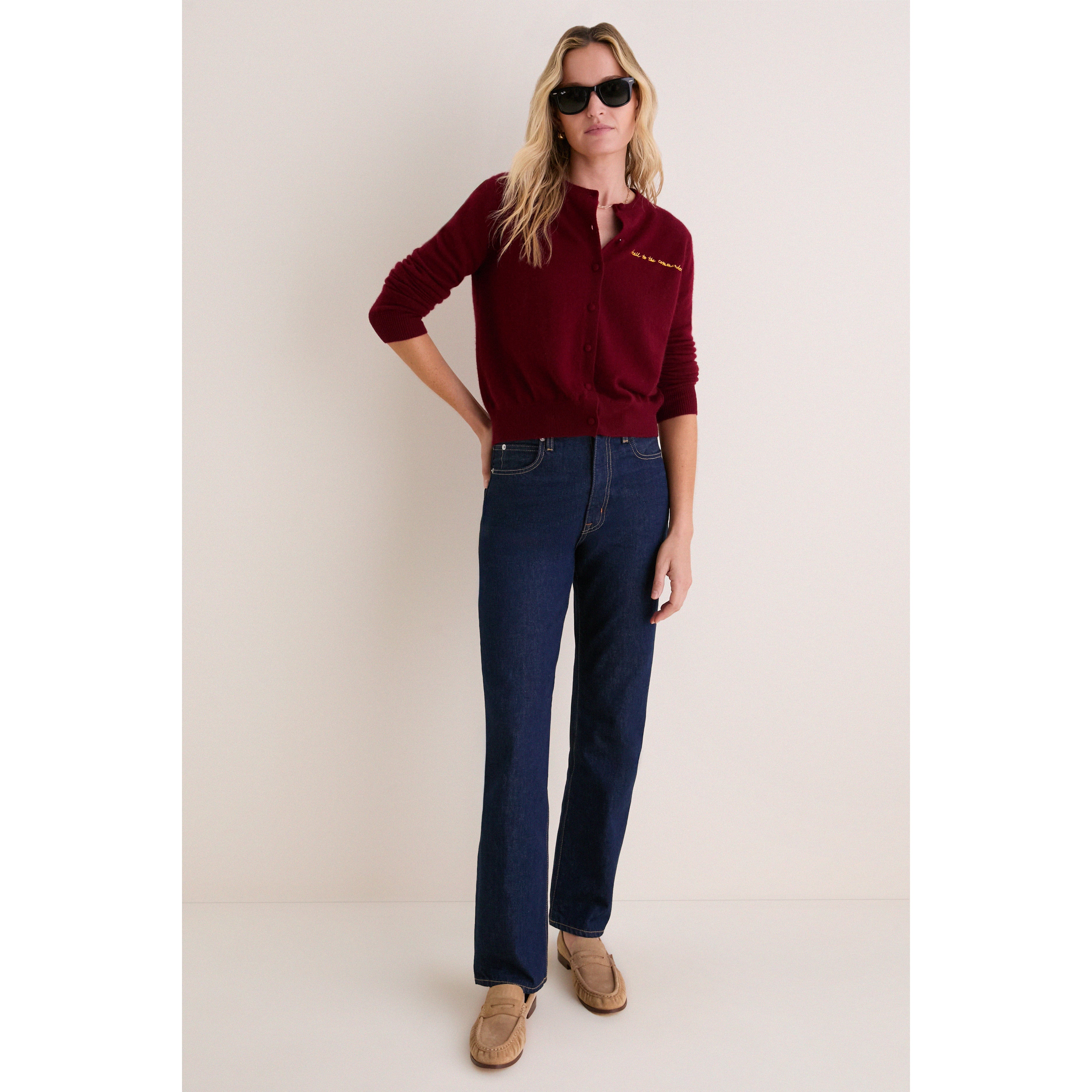 Women's Tuckernuck Burgundy Washington Commanders Full-Button Cashmere Cardigan