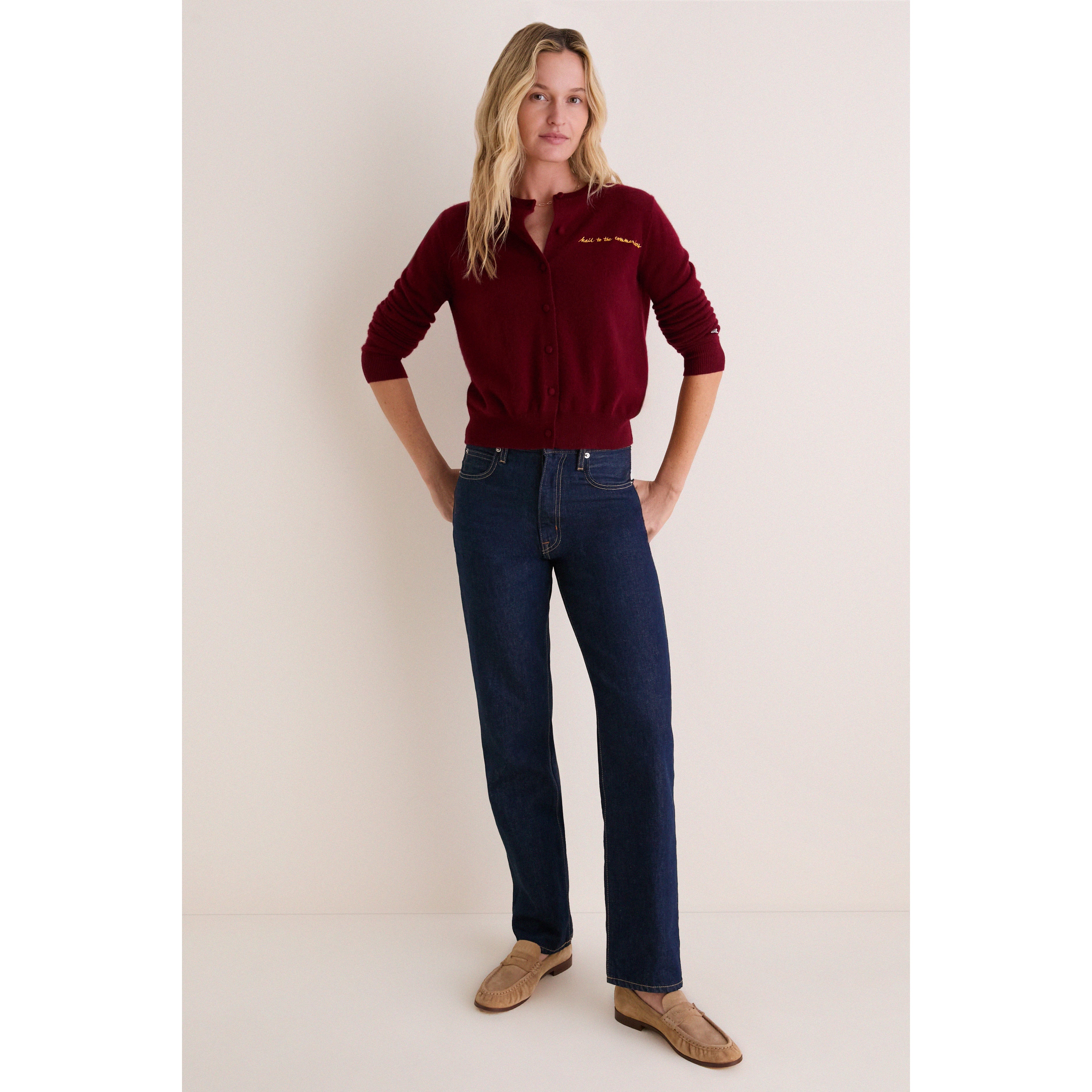 Women's Tuckernuck Burgundy Washington Commanders Full-Button Cashmere Cardigan