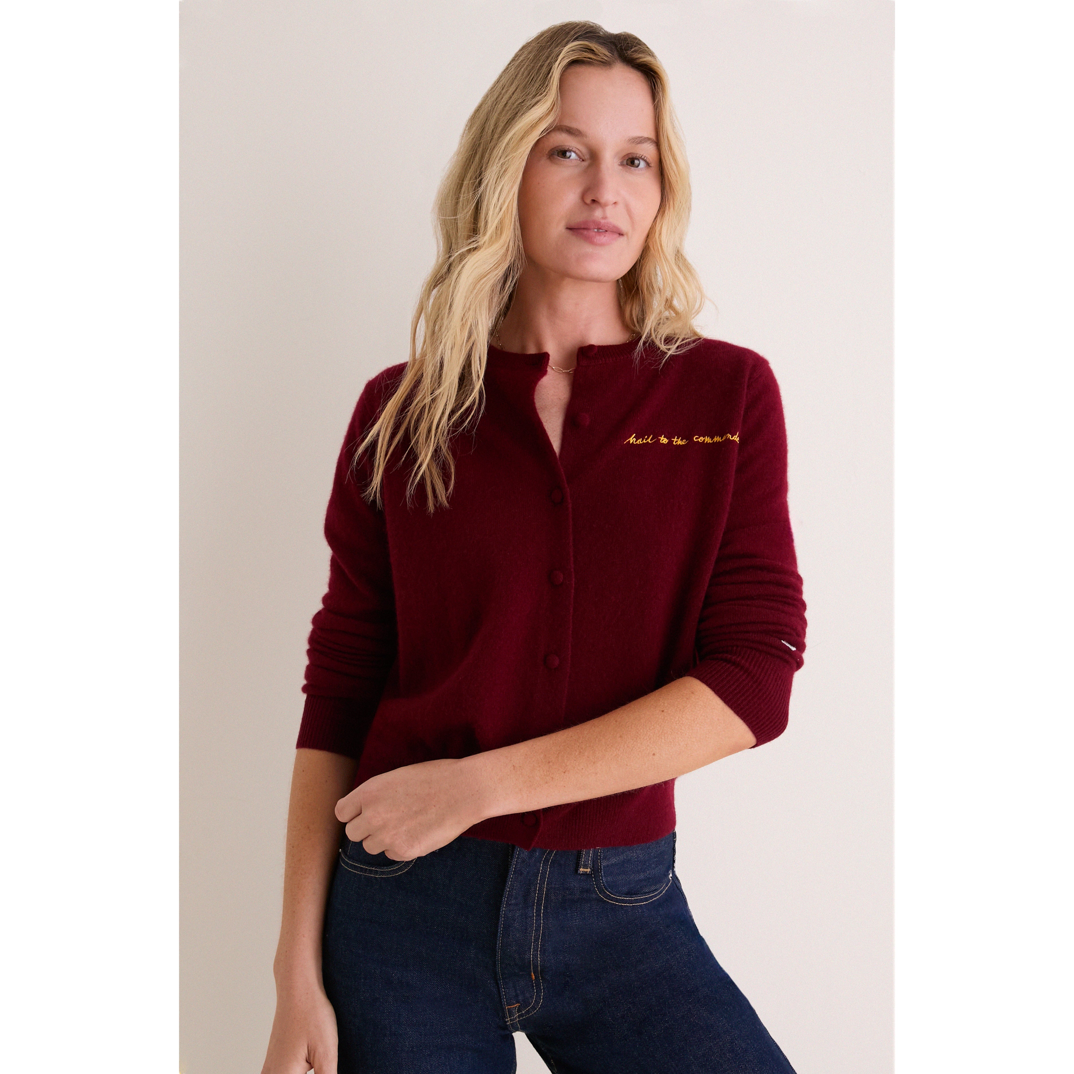 Women's Tuckernuck Burgundy Washington Commanders Full-Button Cashmere Cardigan