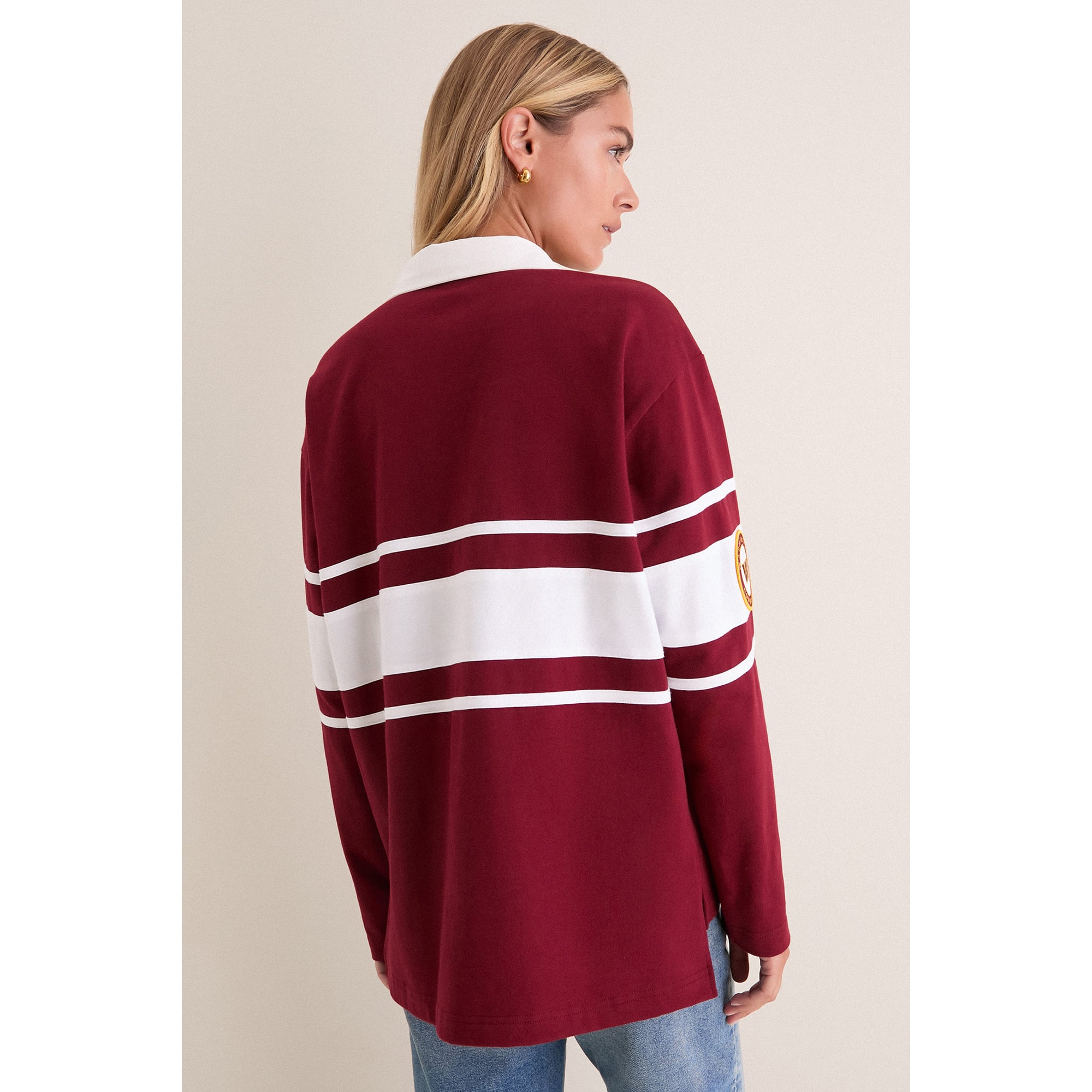 Polo de rugby à manches longues Tuckernuck bordeaux Washington Commanders pour femme