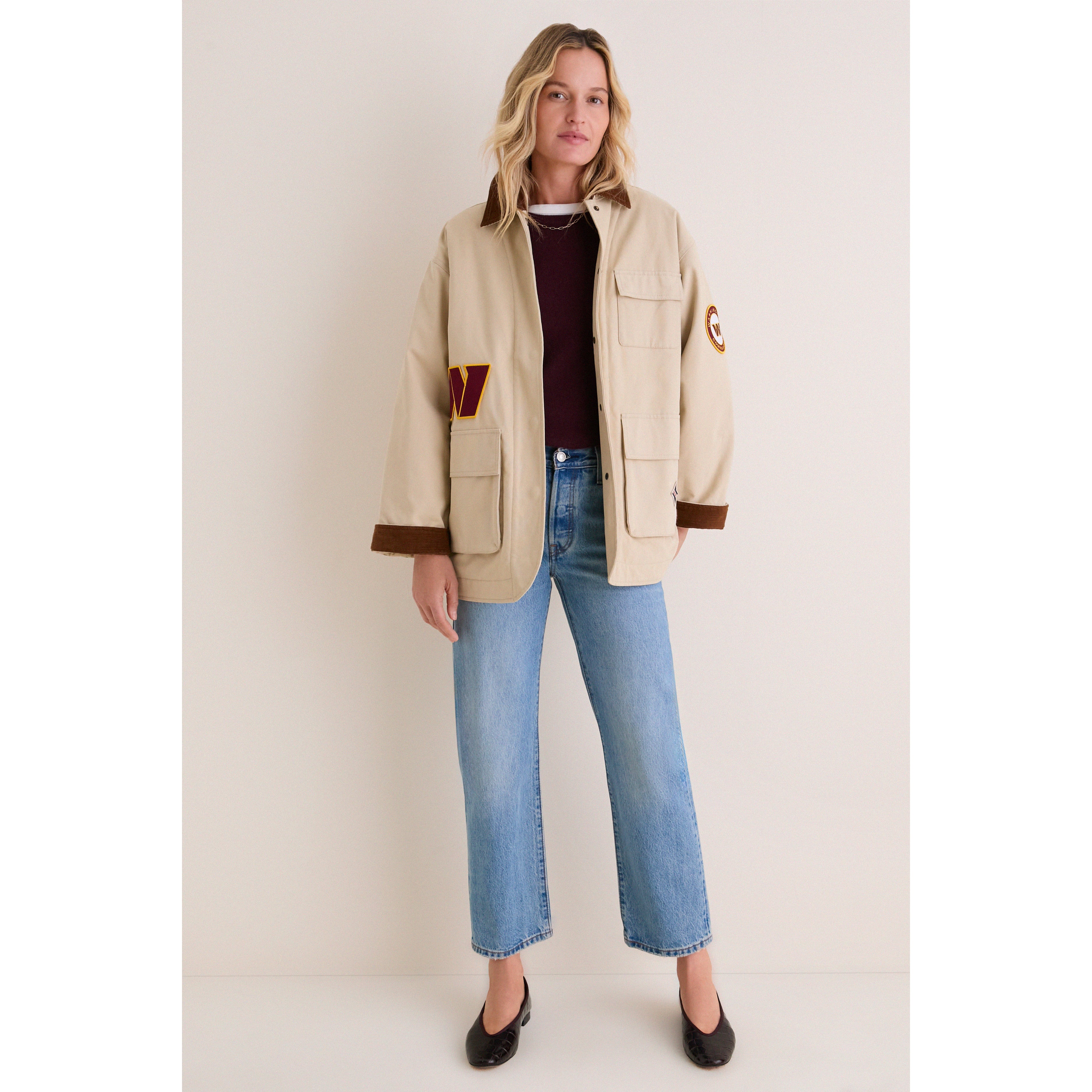 Veste de grange Tuckernuck Stone Washington Commanders pour femme, à boutons-pression.