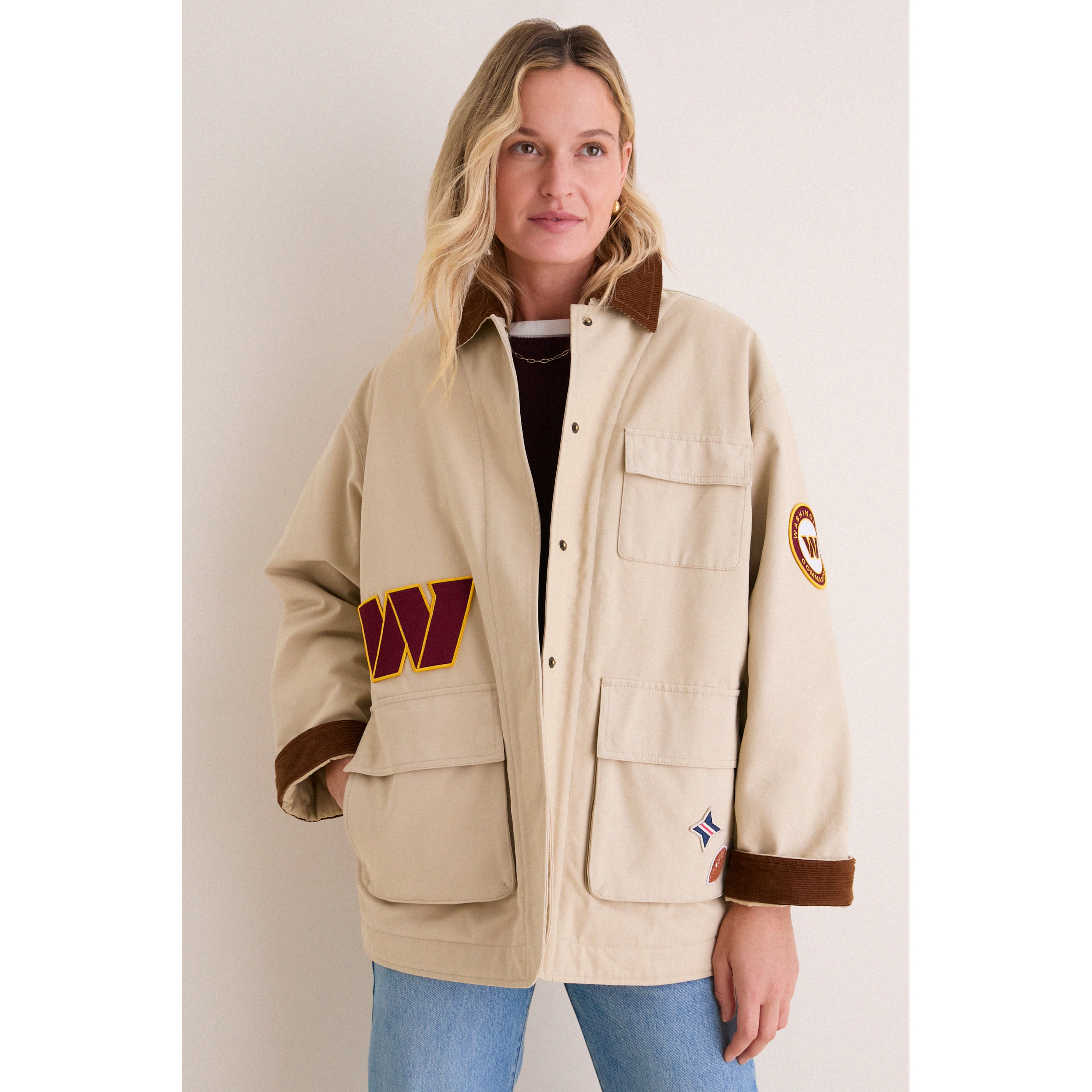 Veste de grange Tuckernuck Stone Washington Commanders pour femme, à boutons-pression.