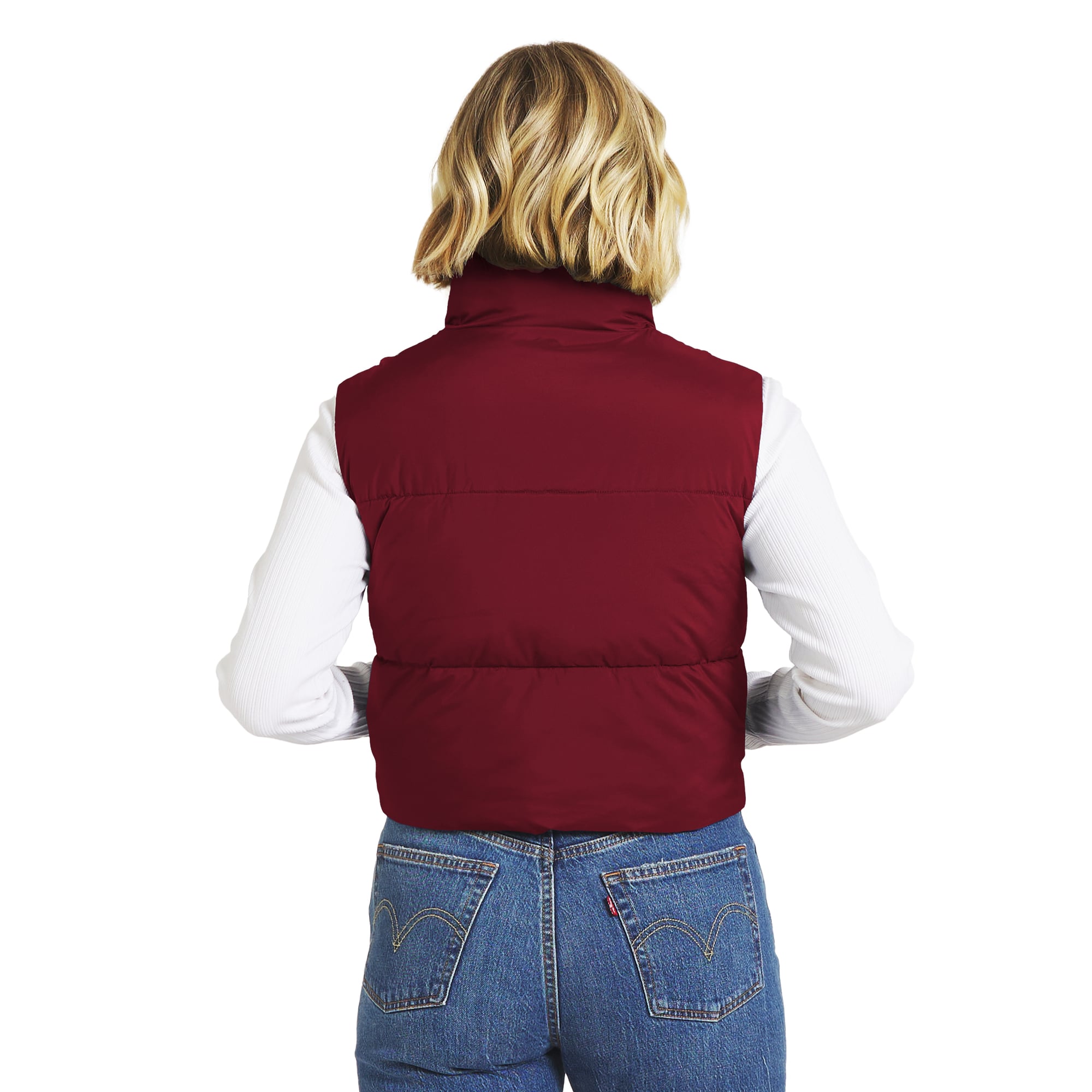 Gilet matelassé court à fermeture éclair intégrale bordeaux Washington Commanders de la marque WEAR by Erin Andrews pour femmes