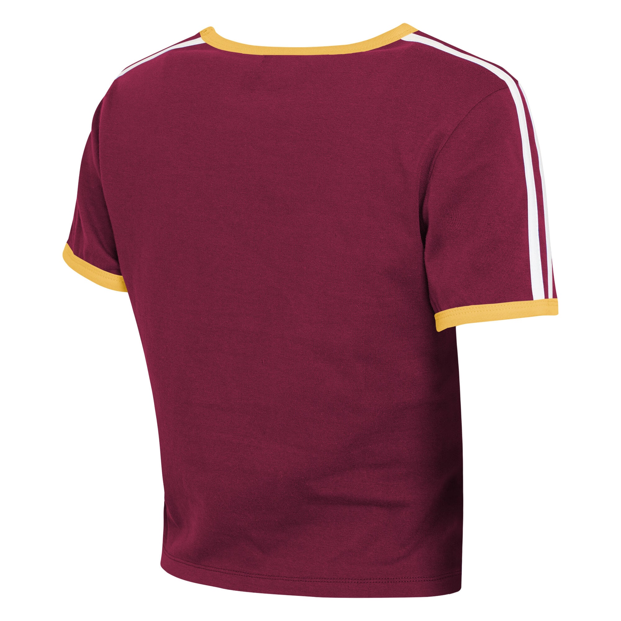Women's WEAR by Erin Andrews Burgundy Washington Commanders Cropped Throwback Ringer Baby T-Shirt
