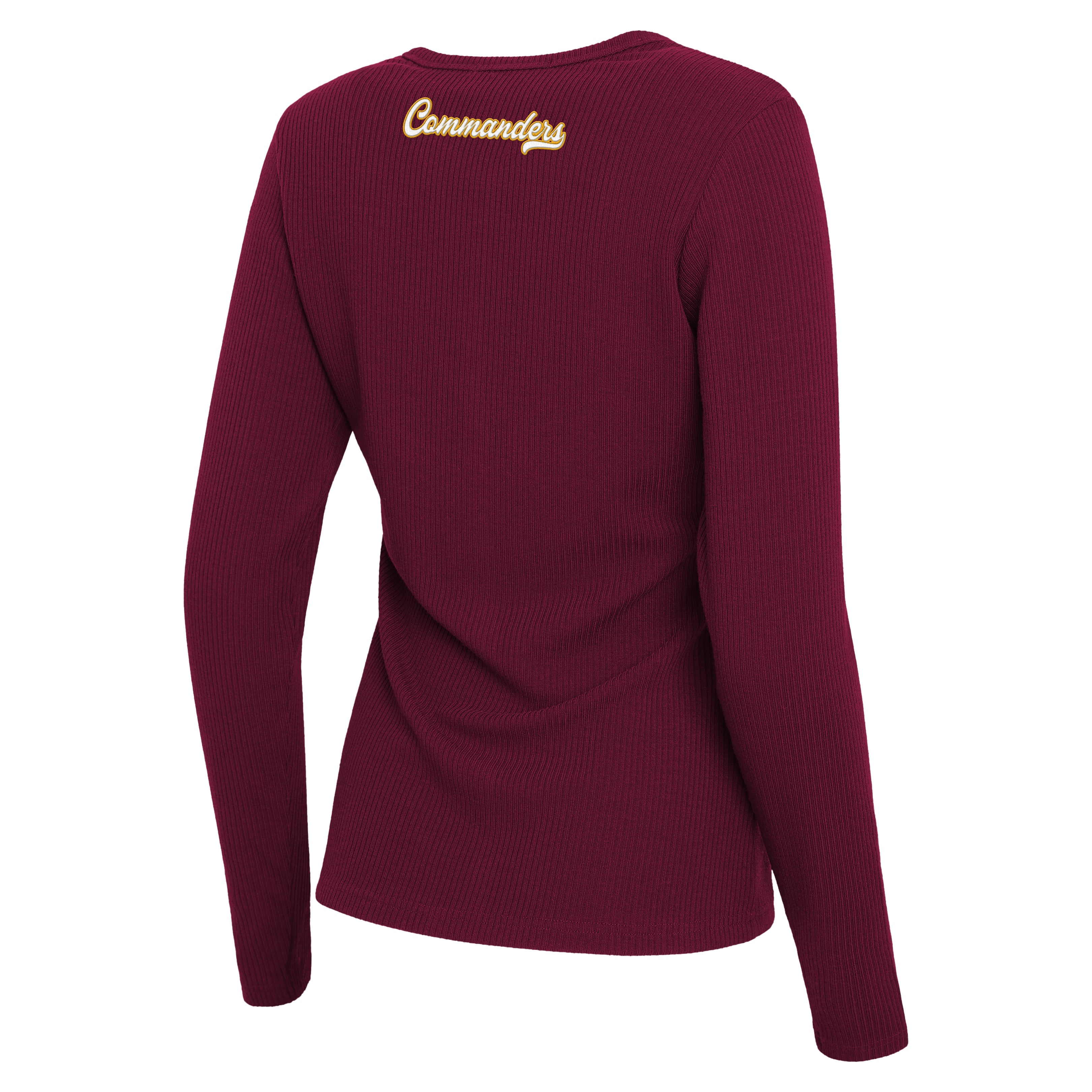 Women's WEAR by Erin Andrews Burgundy Washington Commanders Ribbed Full-Button Cardigan Sweater