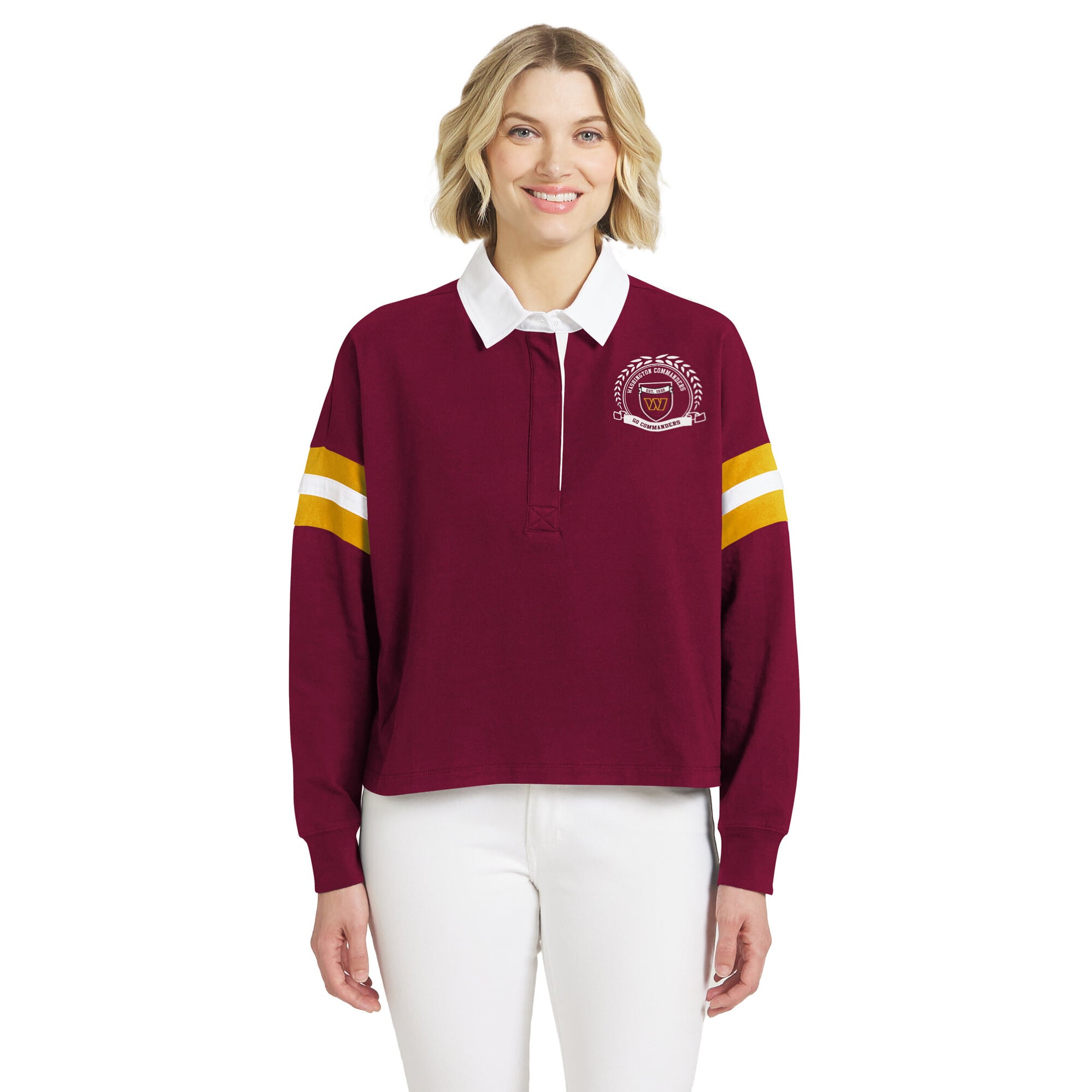 T-shirt à manches longues bordeaux Washington Commanders Rugby de la marque WEAR by Erin Andrews pour femmes