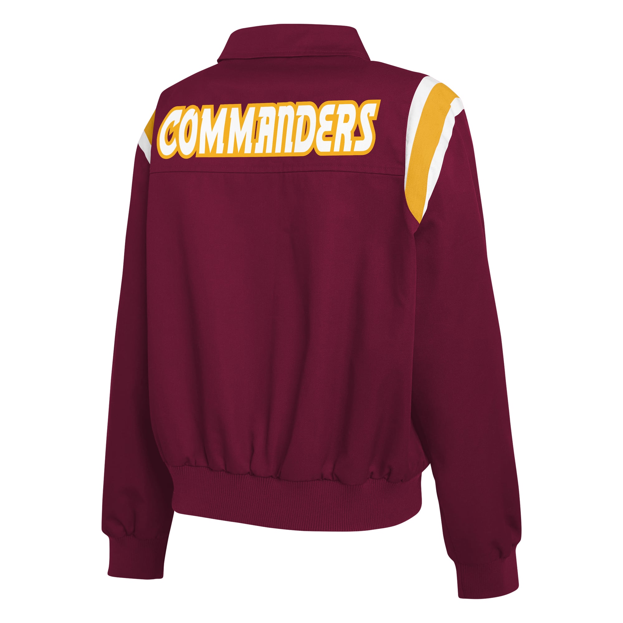 Veste zippée intégrale en sergé à rayures d'épaule bordeaux Washington Commanders de la marque WEAR by Erin Andrews pour femme