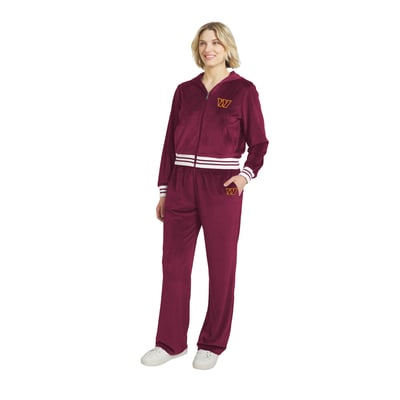  Washington Commanders WEAR by Erin Andrews Women's Velour Track Suit - Burgundy