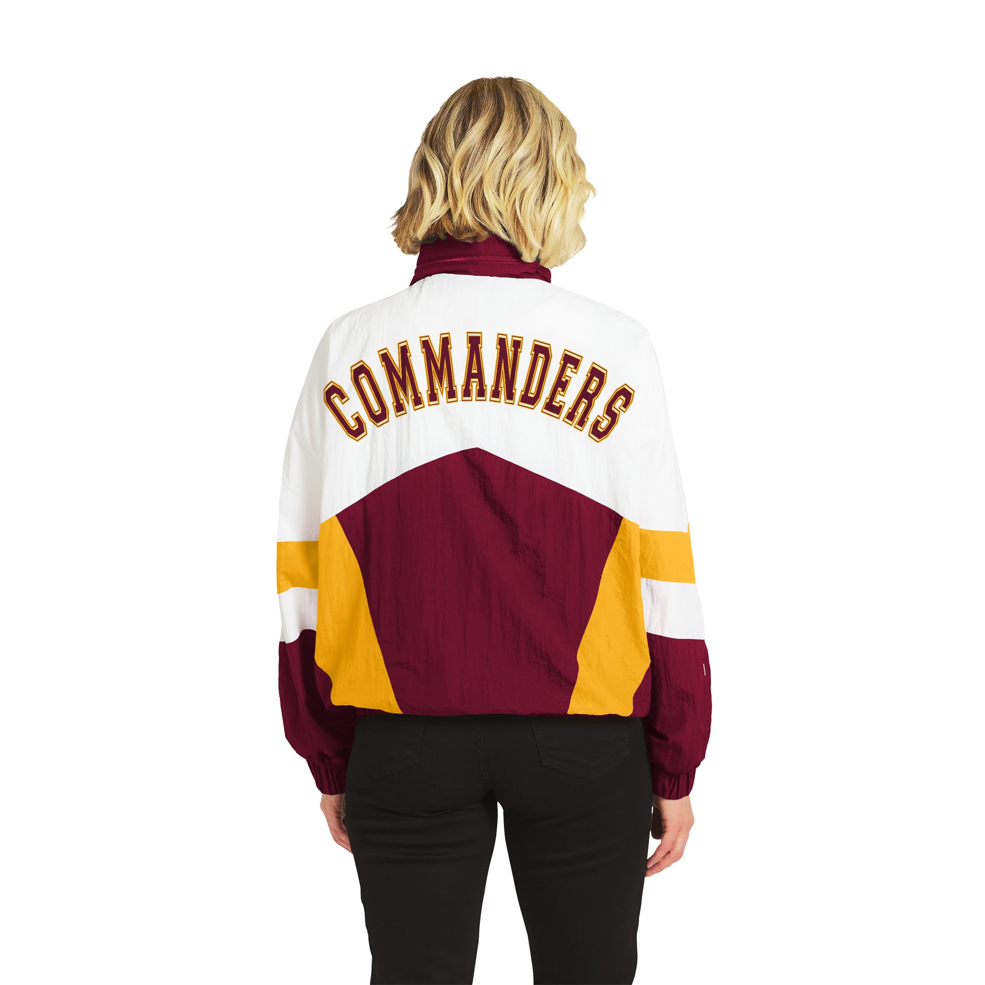 Women's WEAR by Erin Andrews White/Burgundy Washington Commanders Crinkle Full-Snap Hooded Windbreaker Jacket