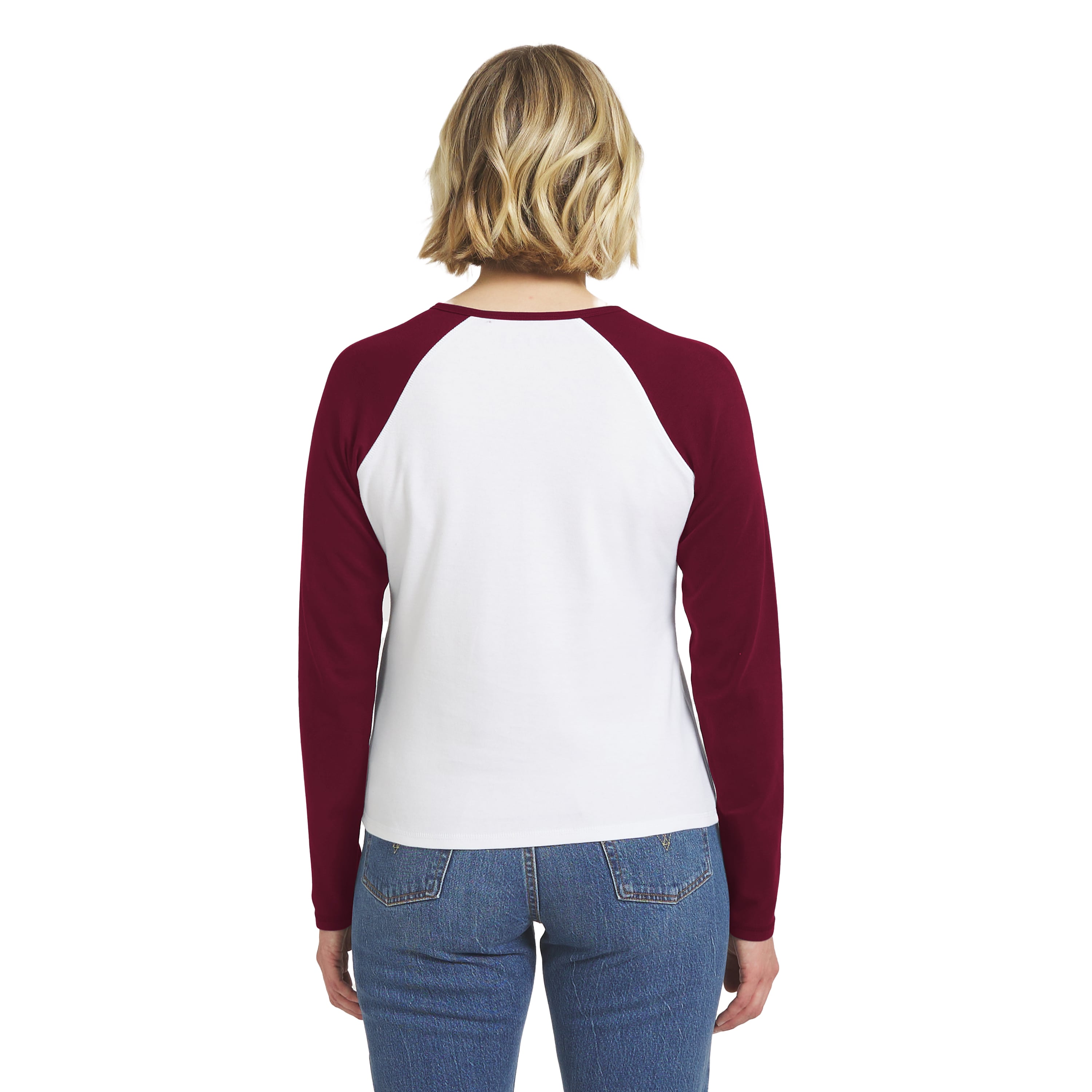 Women's WEAR by Erin Andrews White/Burgundy Washington Commanders Henley Long Sleeve Raglan T-Shirt