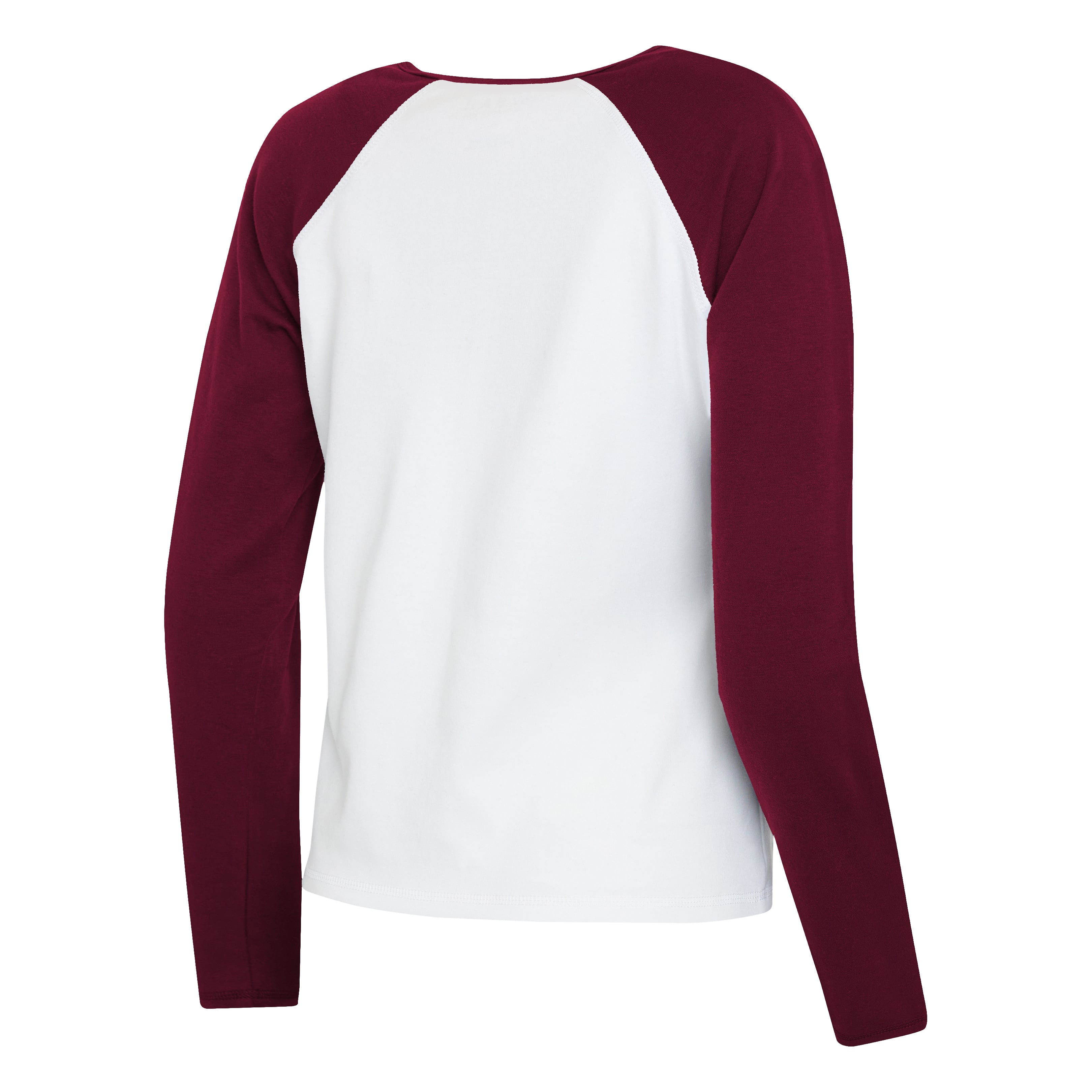Women's WEAR by Erin Andrews White/Burgundy Washington Commanders Henley Long Sleeve Raglan T-Shirt