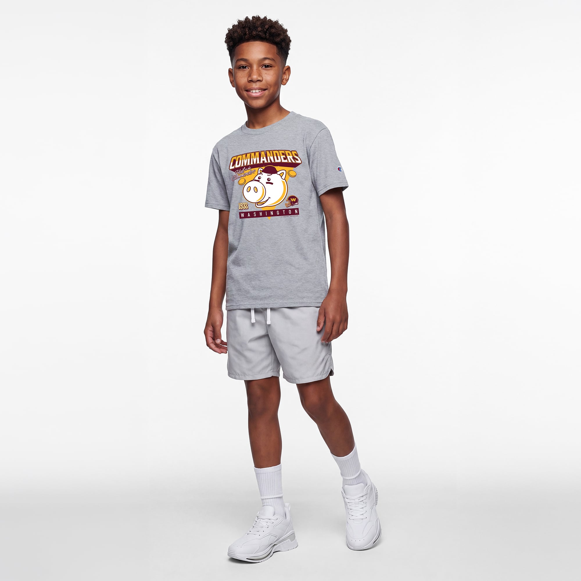 T-shirt Disney x Champion Heather Gray Washington Commanders Hamm pour jeunes