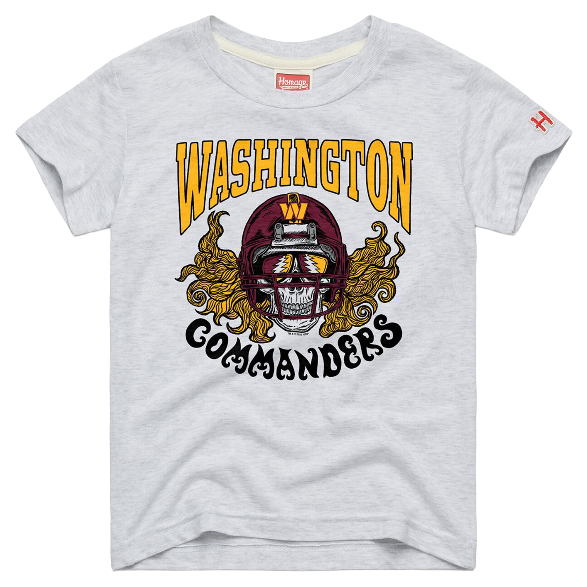 T-shirt Youth Homage Ash Washington Commanders NFL x Grateful Dead Tri-Blend