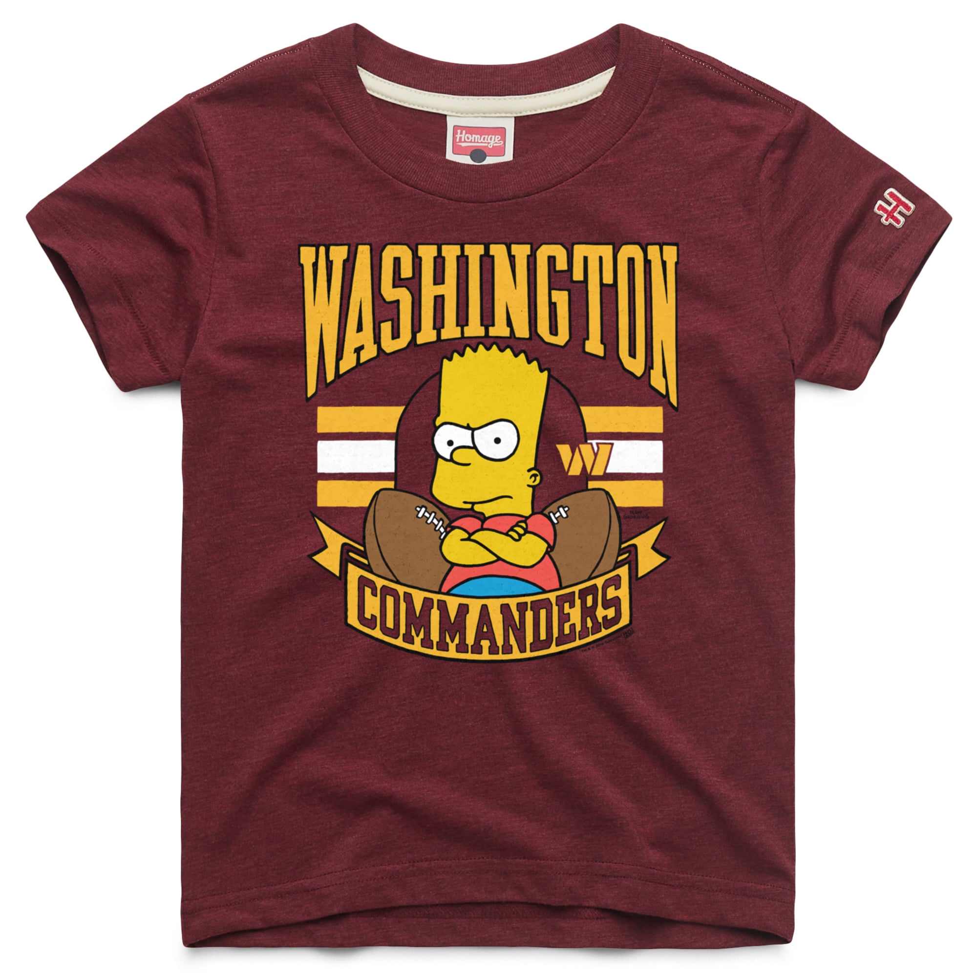 Youth Homage x The Simpsons Burgundy Washington Commanders Tri-Blend T-Shirt