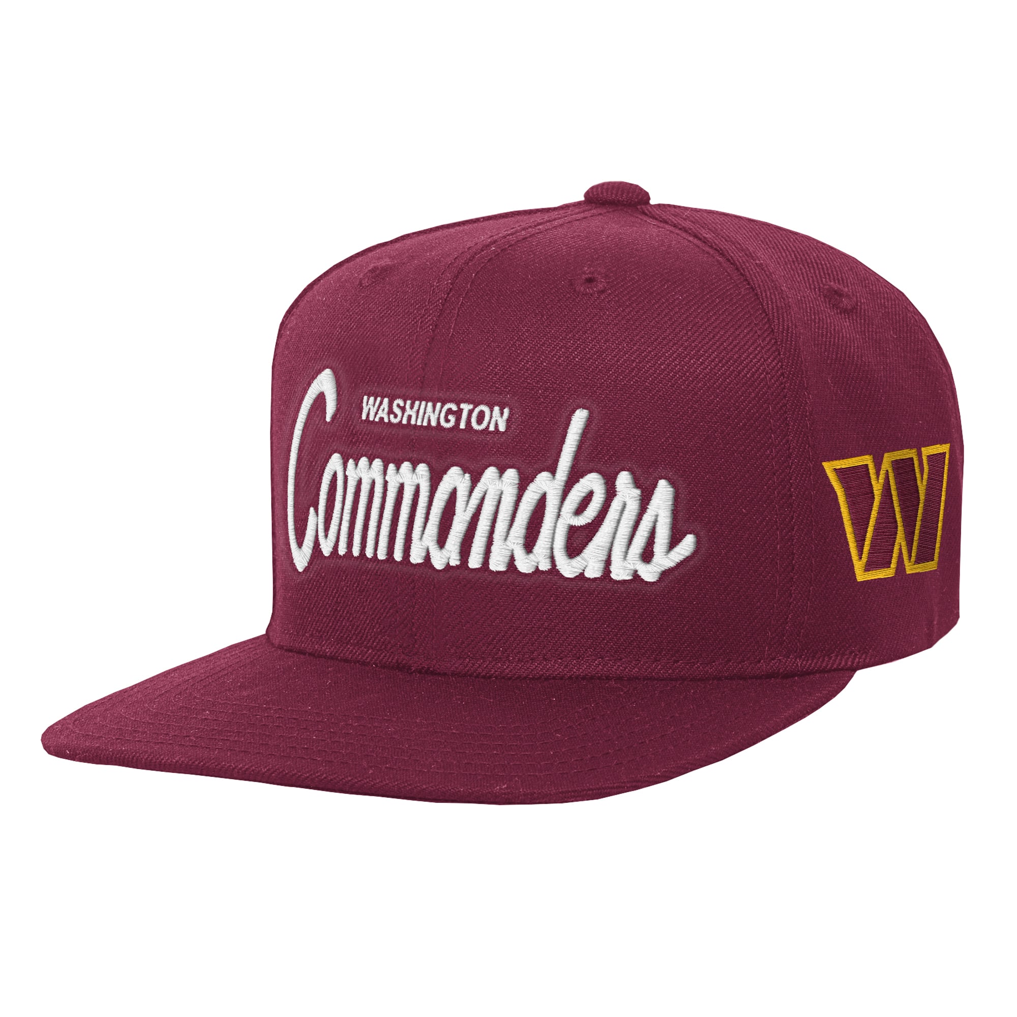 Casquette Mitchell & Ness bordeaux pour enfant, modèle entraîneur-chef des Washington Commanders.