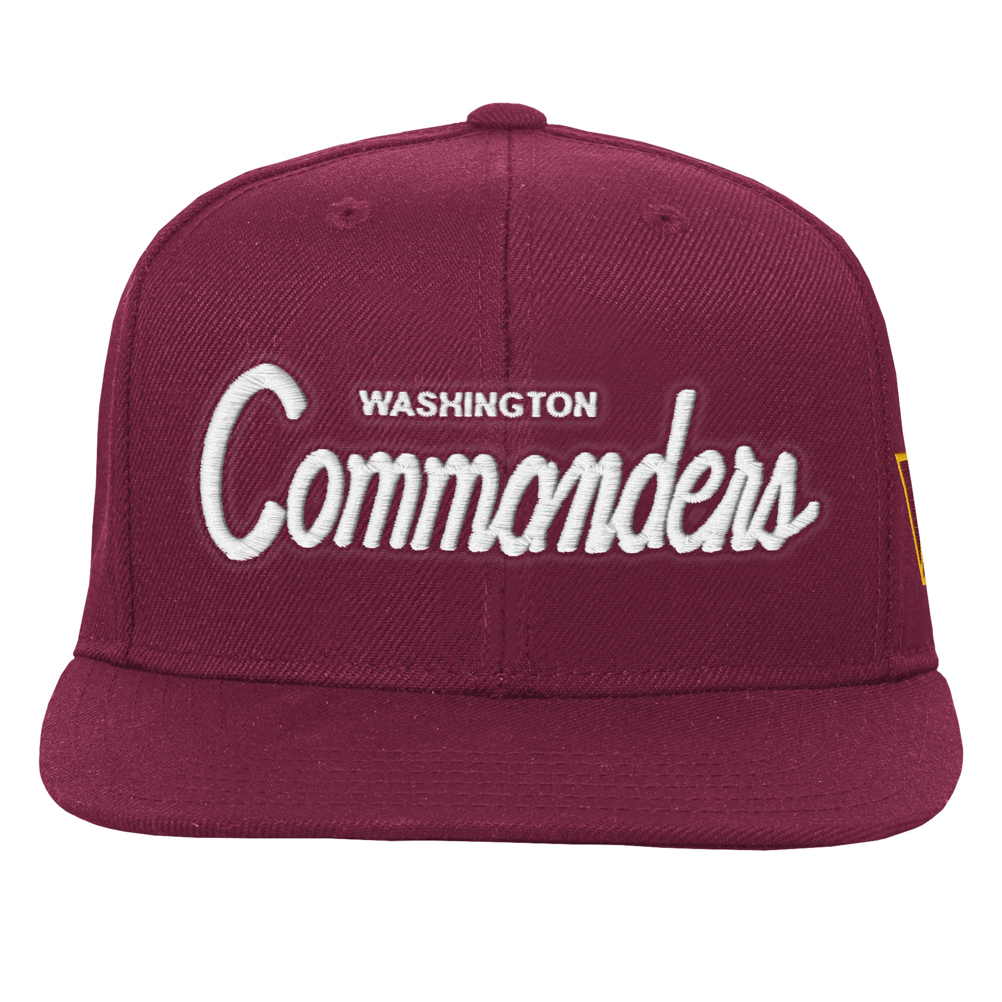 Casquette Mitchell & Ness bordeaux pour enfant, modèle entraîneur-chef des Washington Commanders.
