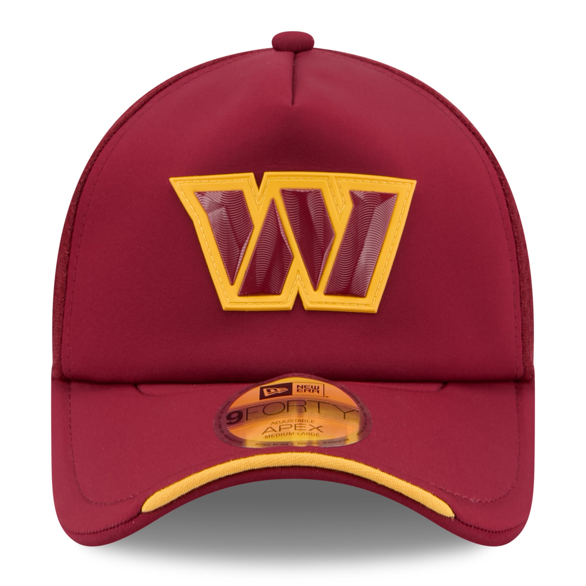 Casquette trucker ajustable New Era bordeaux Washington Commanders 2026 Sideline Apex 9FORTY pour jeunes