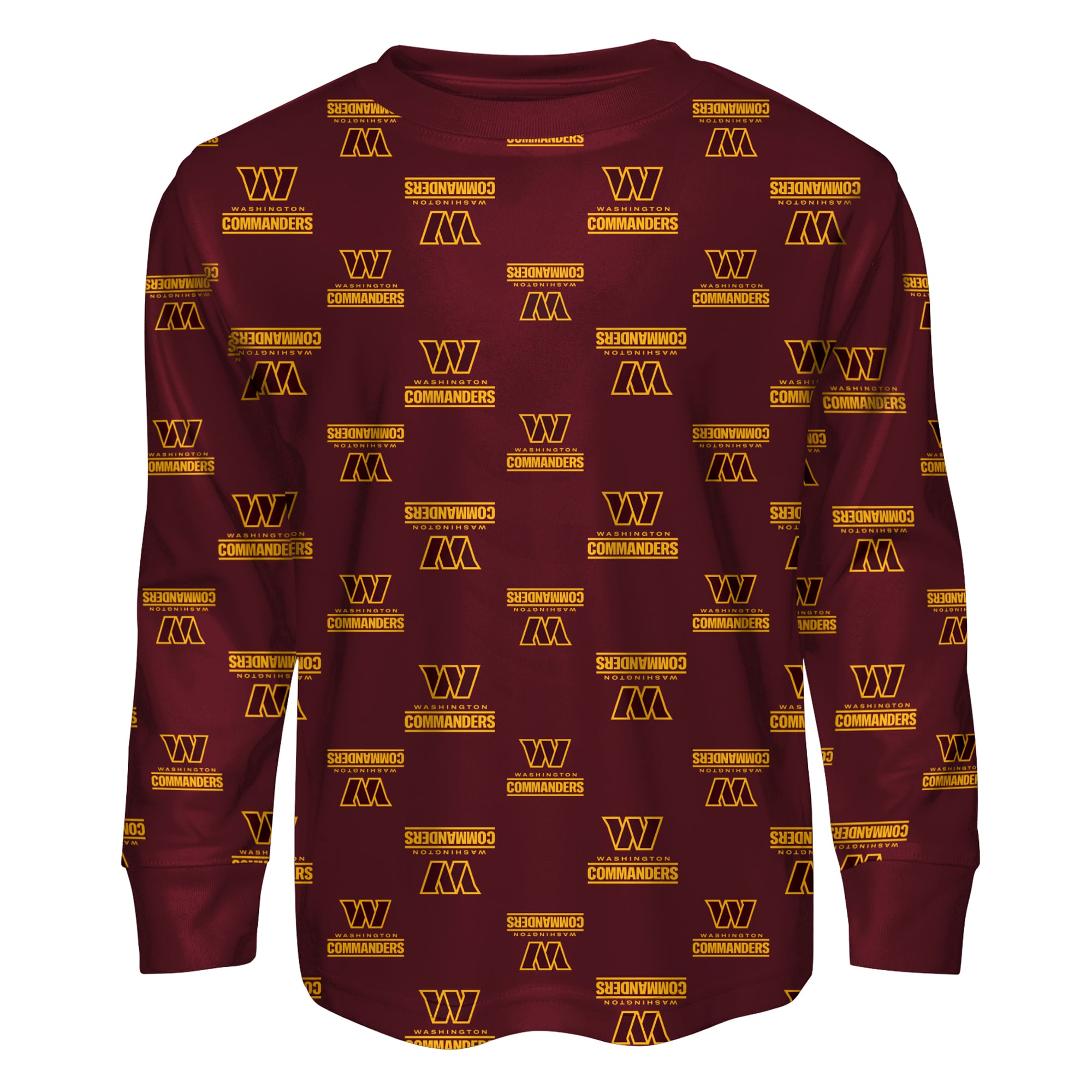 Youth Outerstuff Burgundy Washington Commanders All-Over-Print Long Sleeve T-Shirt and Pants Sleep Set