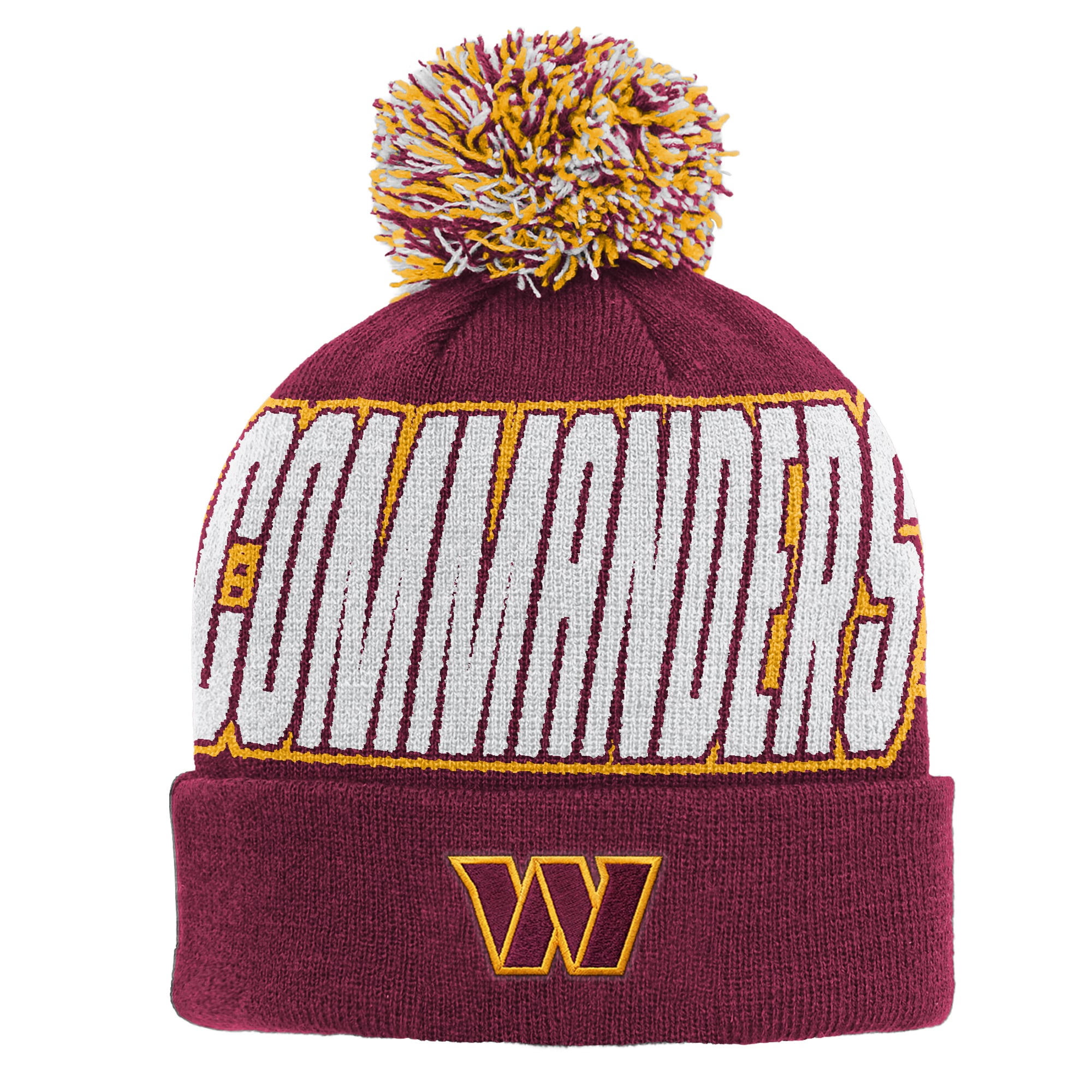 Bonnet tricoté à revers bordeaux Washington Commanders Youth Outerstuff avec pompon