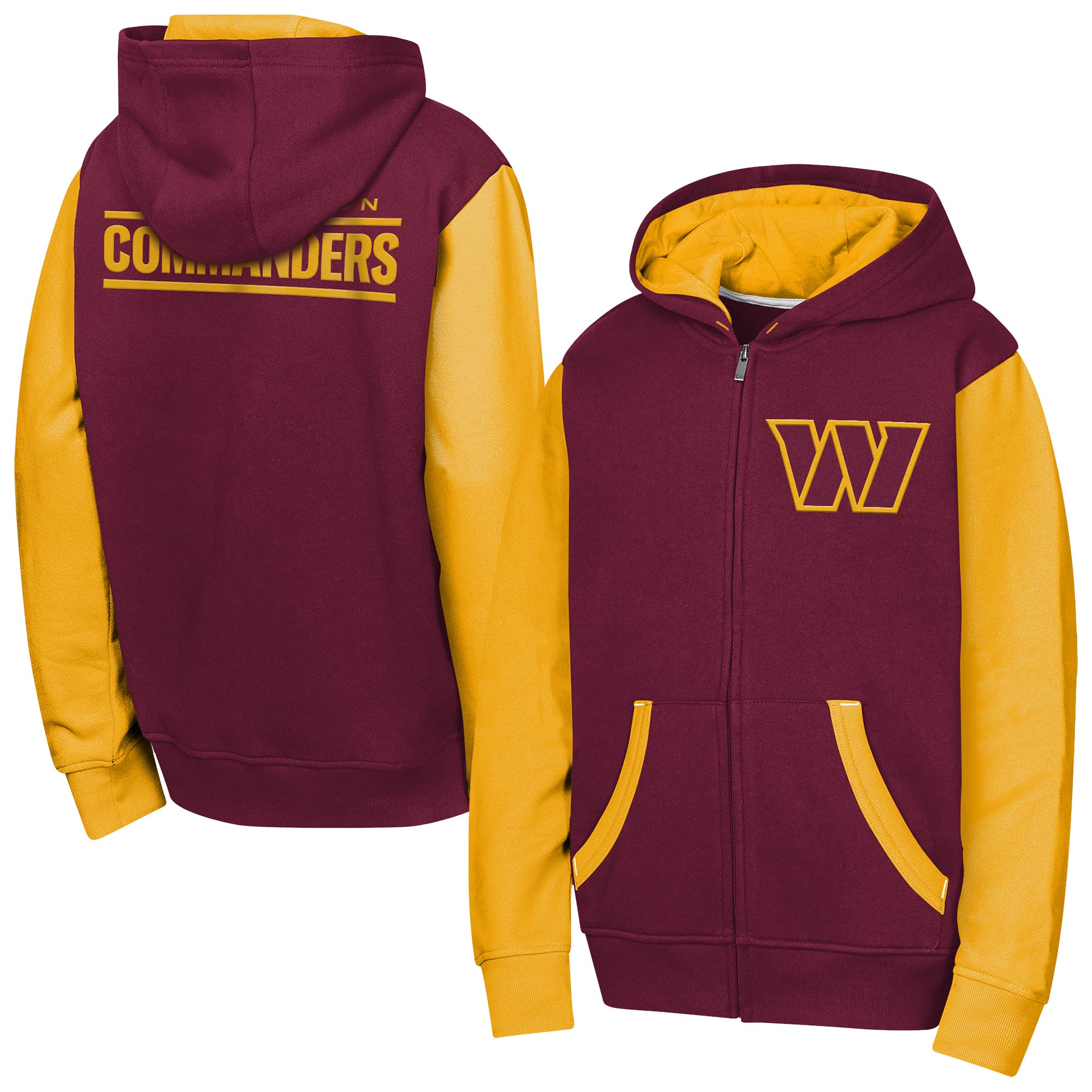 Youth Outerstuff Burgundy Washington Commanders Stadium Colorblock Full-Zip Hoodie