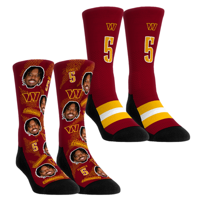 Jayden Daniels Washington Commanders Rock Em Youth Player Football Guy Two-Pack Crew Sock Set