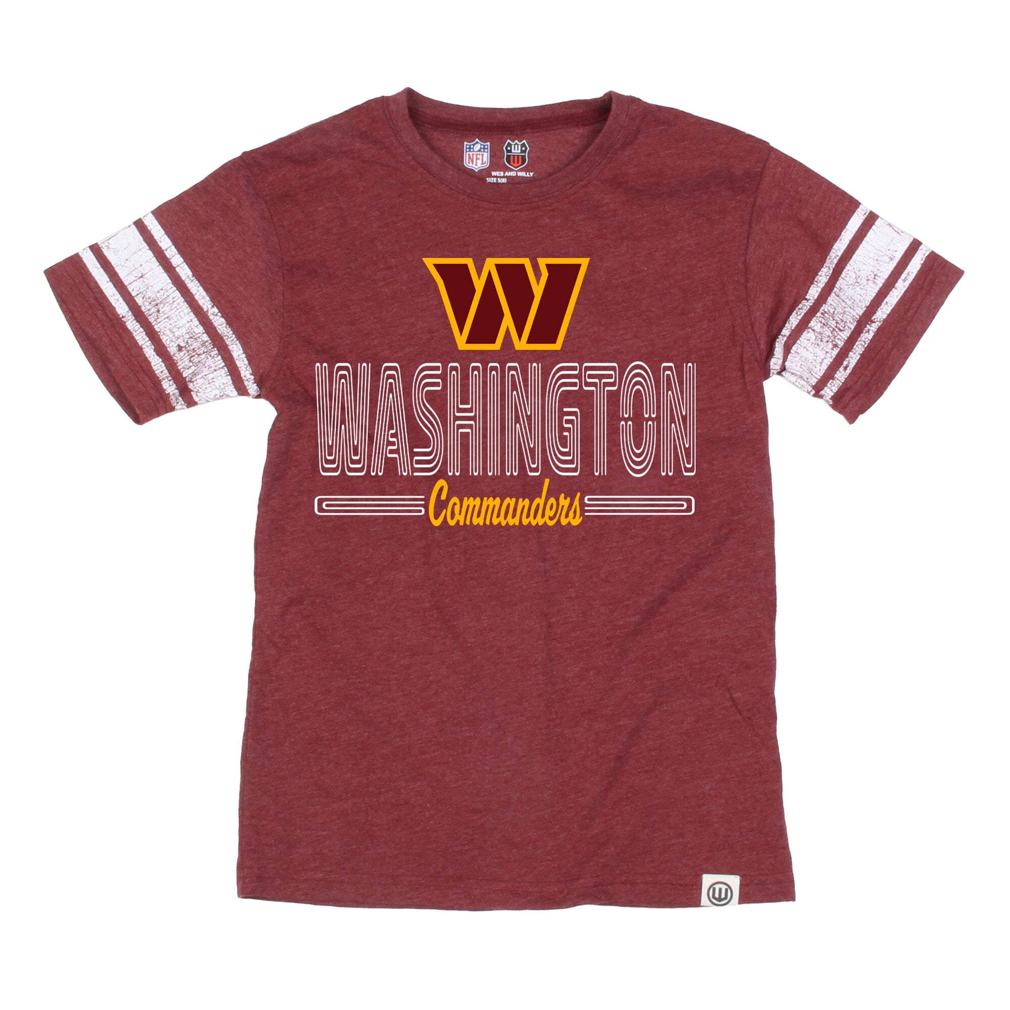T-shirt de football américain Wes & Willy Burgundy Washington Commanders pour jeunes