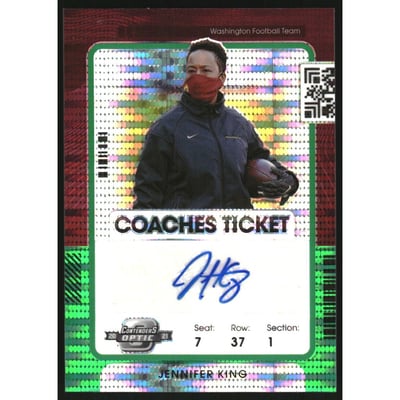 2021 Panini Contenders Optic Coaches Ticket Autographs Green Pulsar #1 Jennifer King