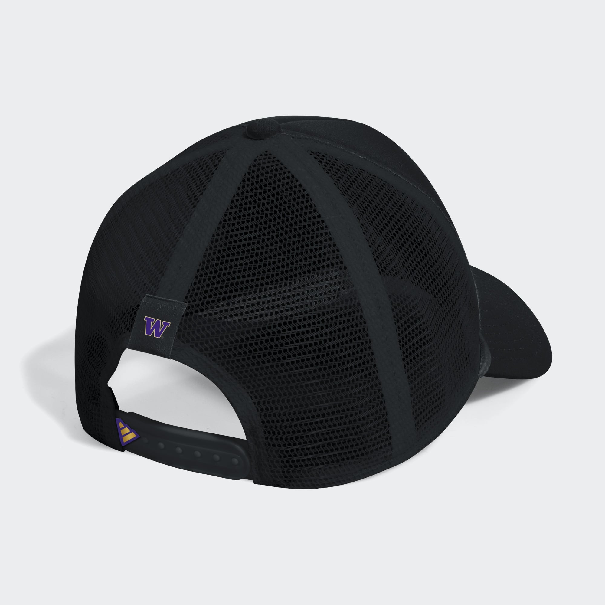 Casquette trucker adidas Washington Huskies noire pour homme, modèle Bow Down en mousse à l'avant ajustable