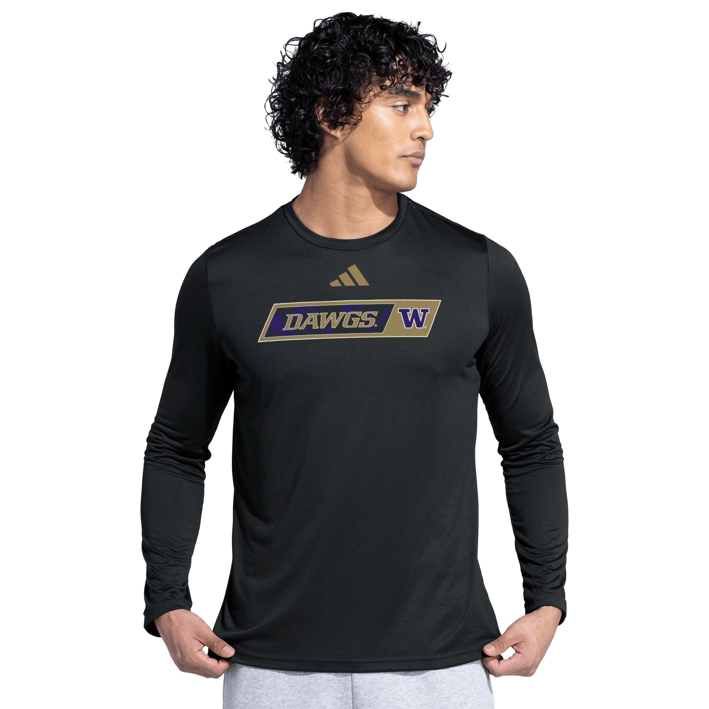 Men's adidas  Black Washington Huskies Dawgs Pregame Long Sleeve T-Shirt