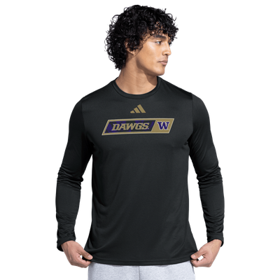  Washington Huskies adidas Dawgs Pregame Long Sleeve T-Shirt - Black