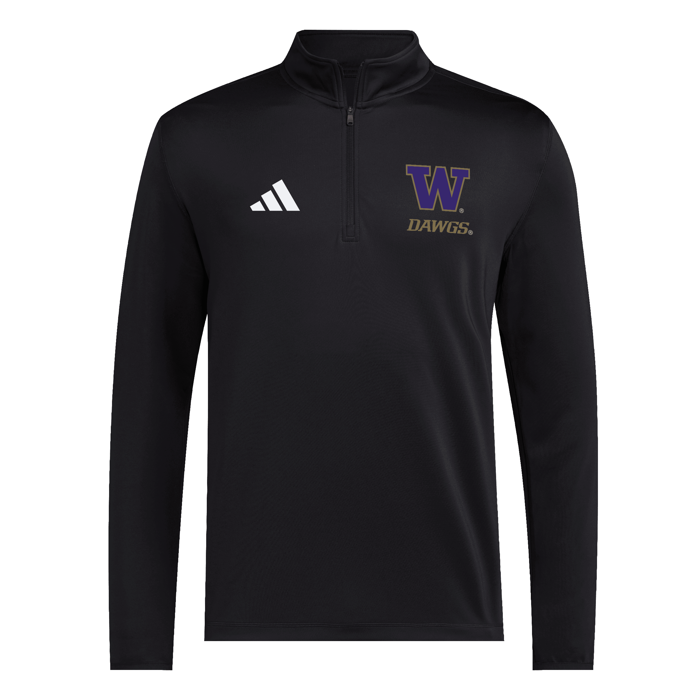 Men's adidas  Black Washington Huskies Dawgs Quarter-Zip Pullover