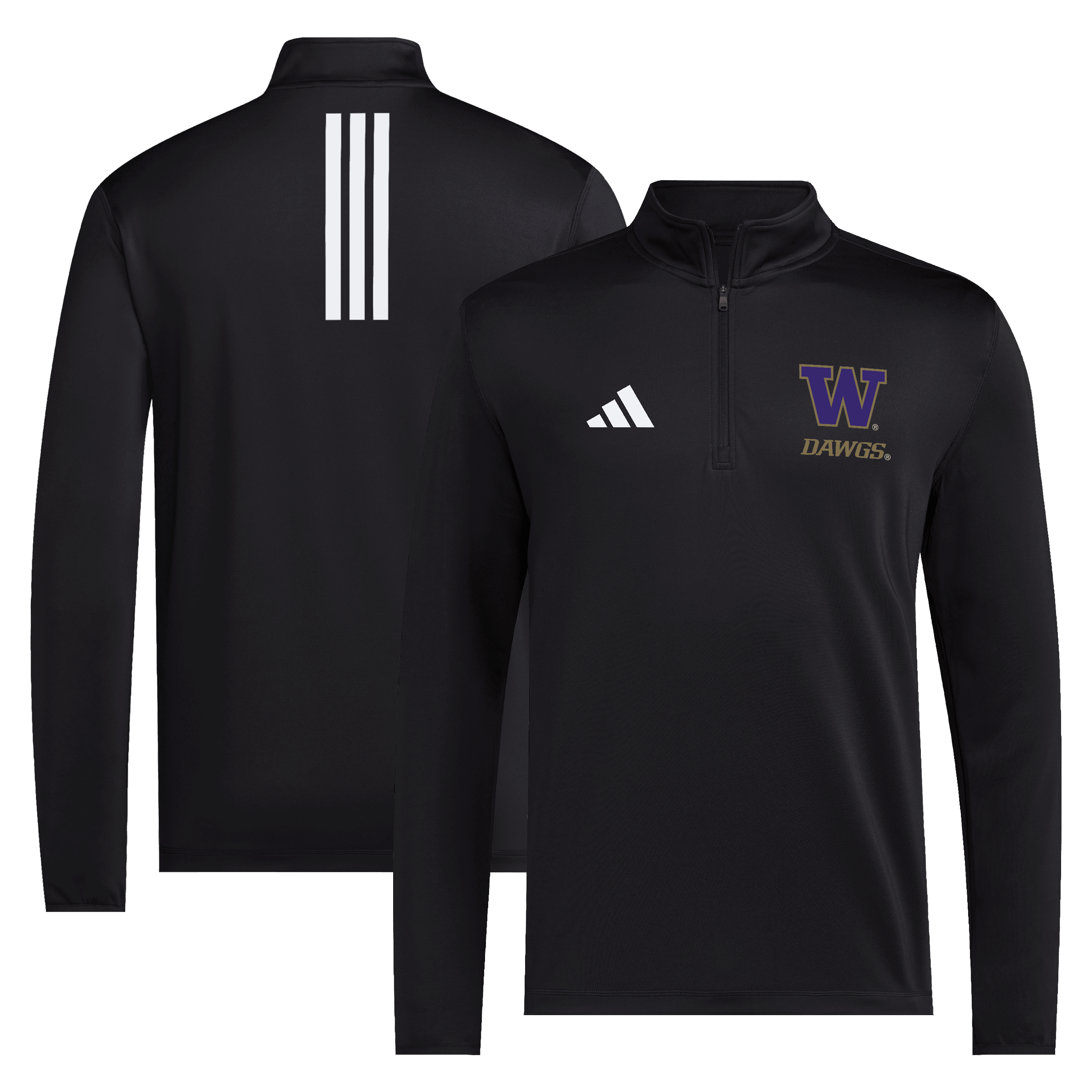 Men's adidas Black Washington Huskies Dawgs Quarter-Zip Pullover