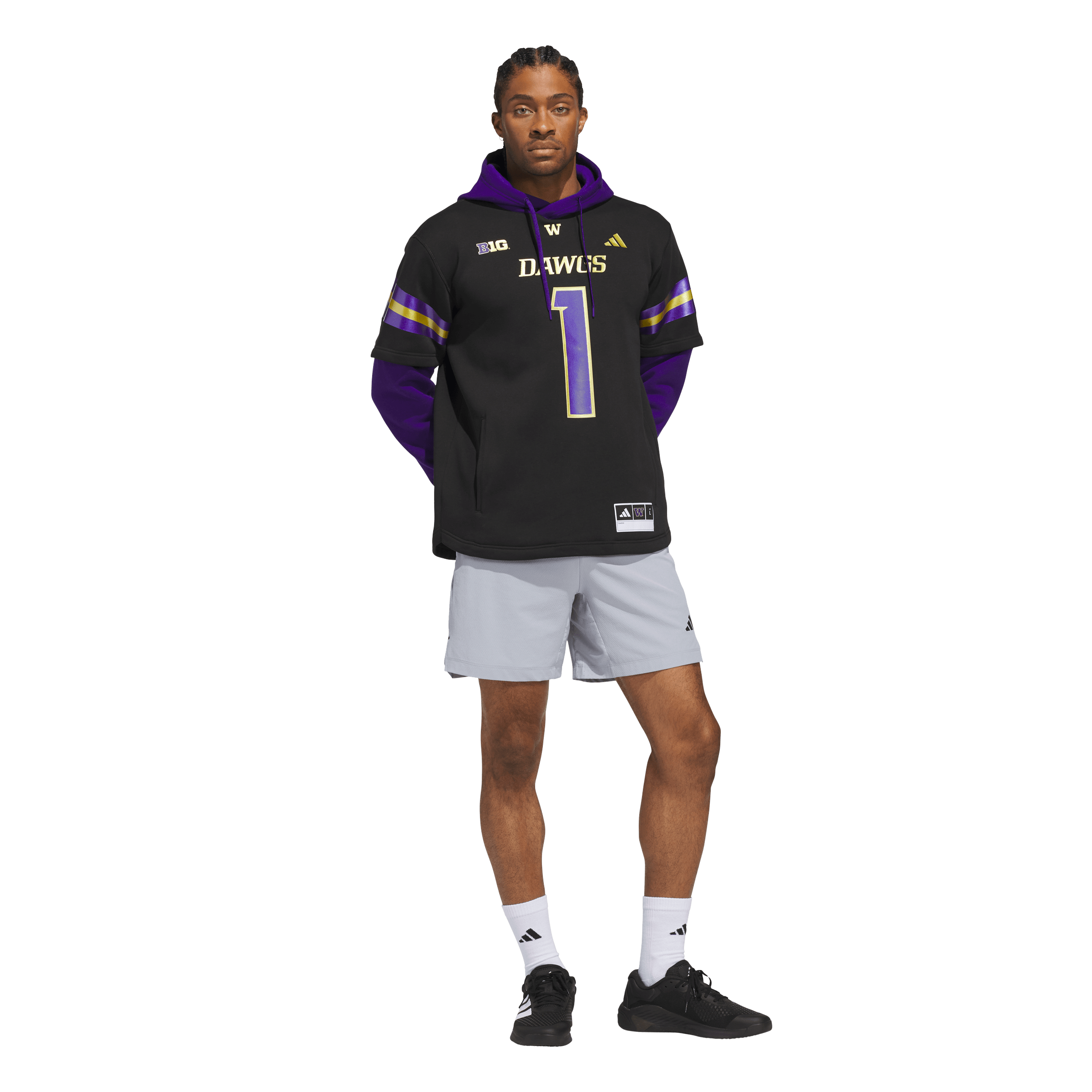 Men's adidas Black Washington Huskies Dawgs Strategy Jersey Hoodie