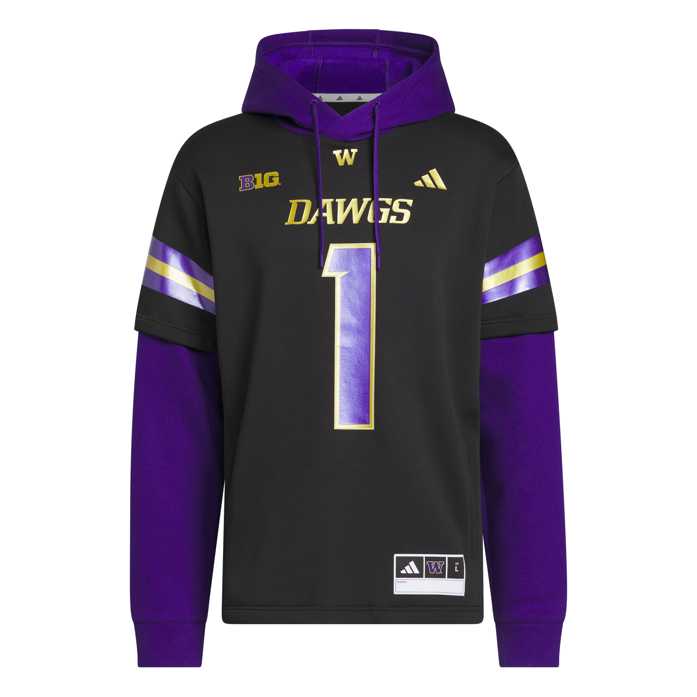 Men's adidas Black Washington Huskies Dawgs Strategy Jersey Hoodie