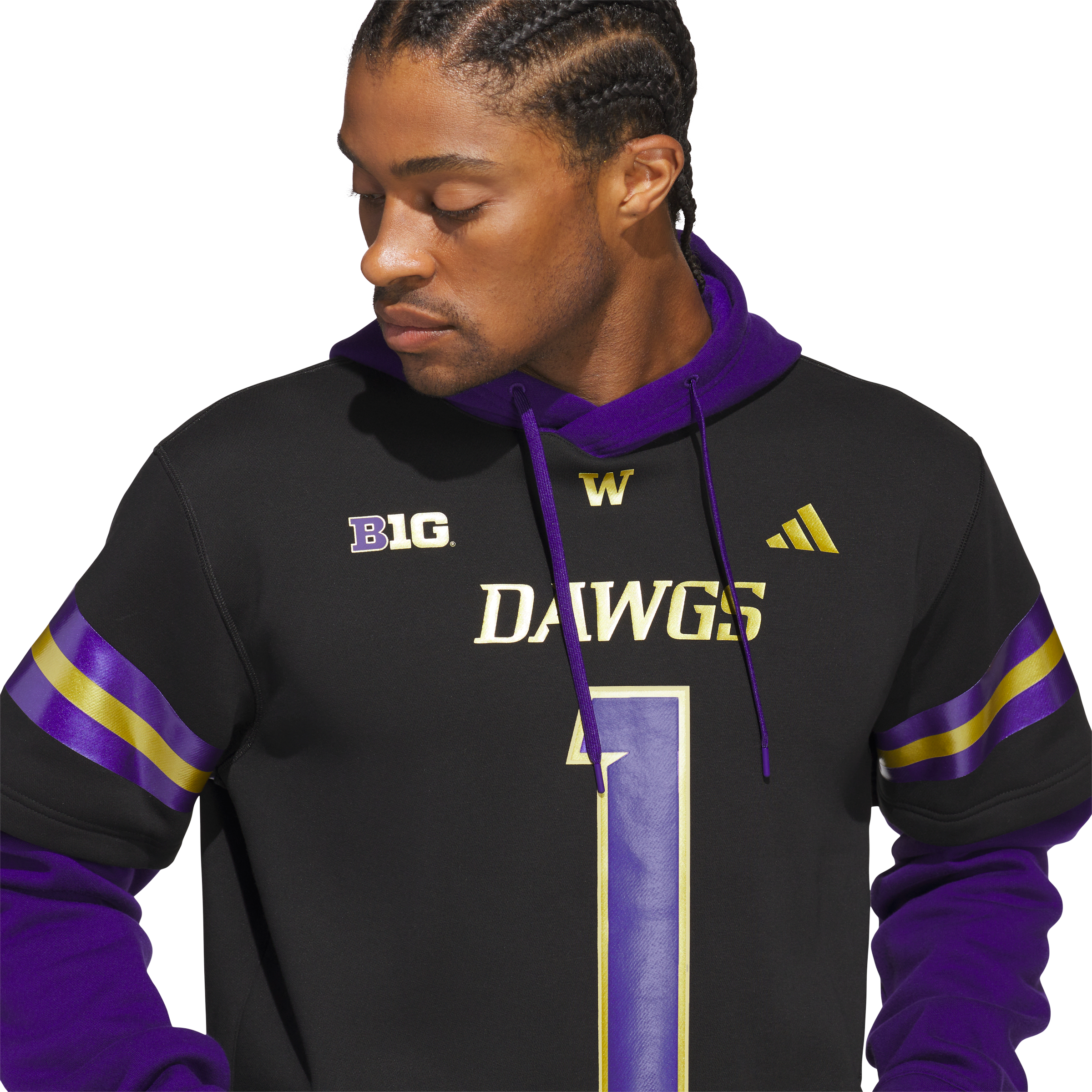 Men's adidas Black Washington Huskies Dawgs Strategy Jersey Hoodie