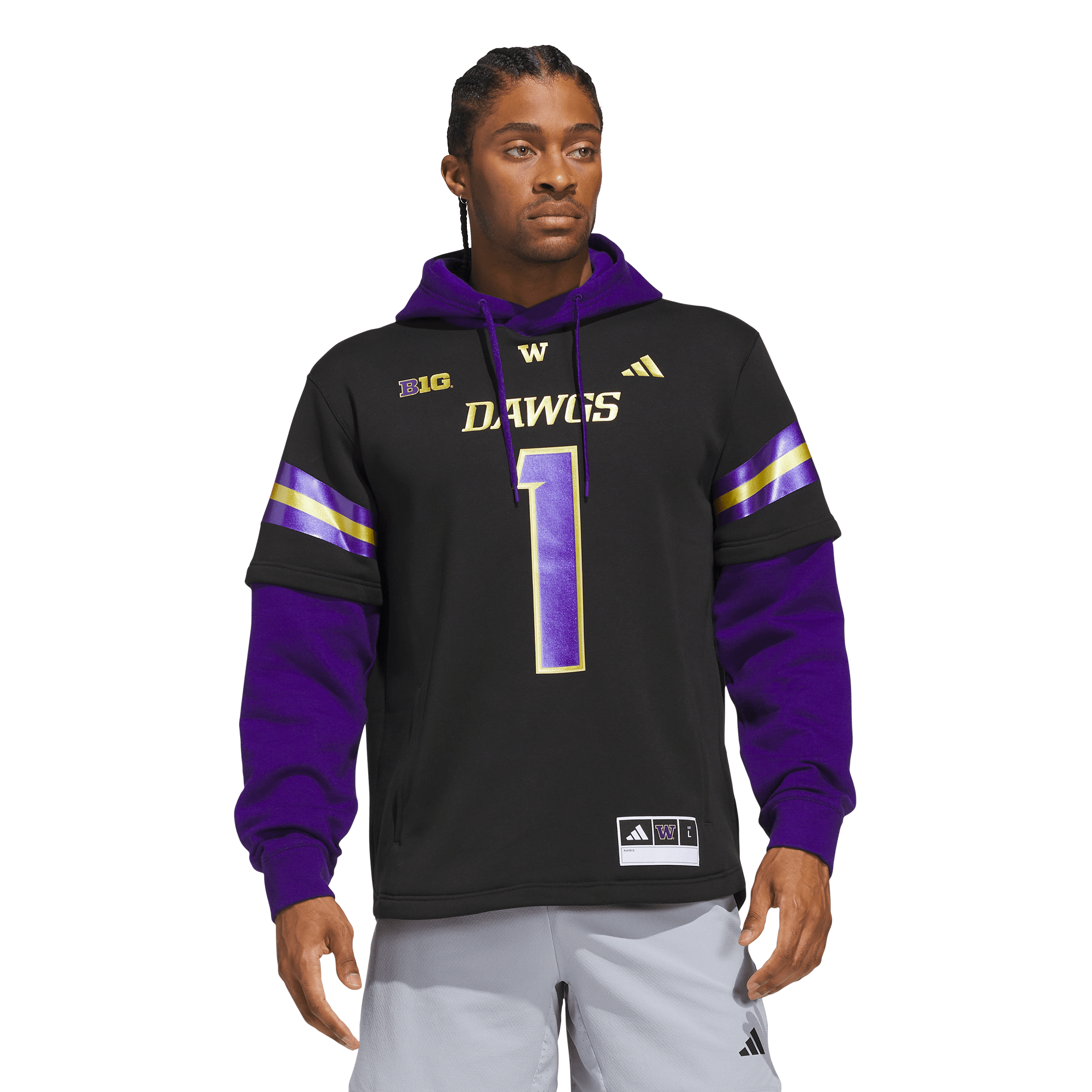 Men's adidas  Black Washington Huskies Dawgs Strategy Jersey Hoodie