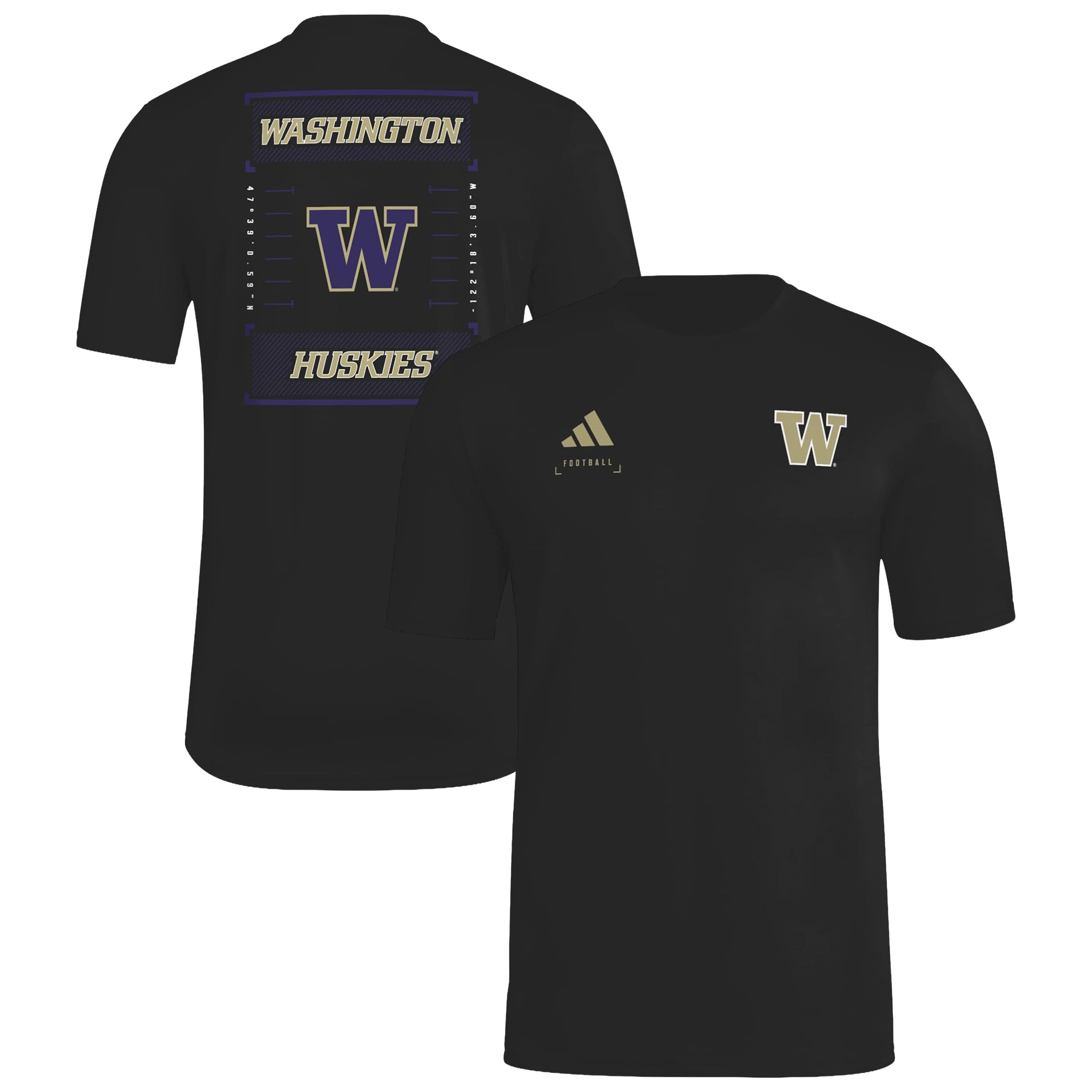 Men's adidas Black Washington Huskies Locker Football Icon AEROREADY Pre-Game T-Shirt
