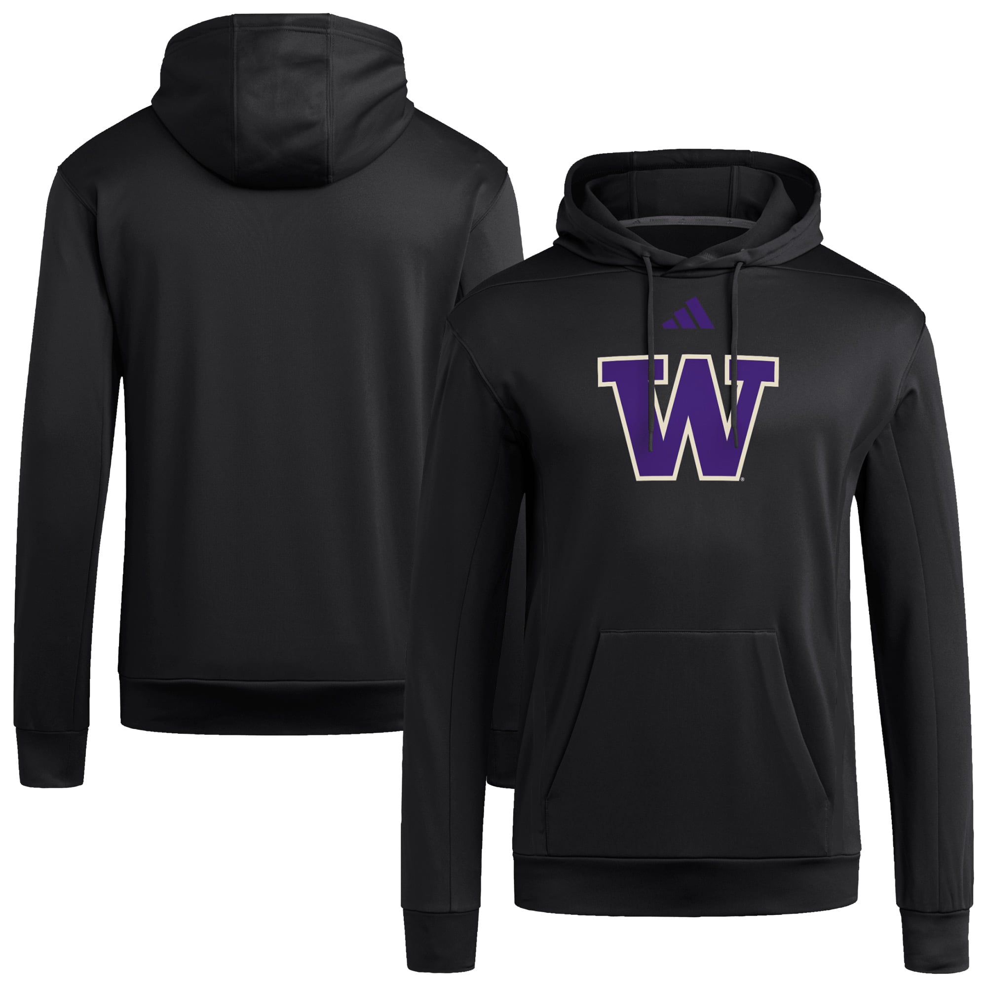 Men's adidas Black Washington Huskies Locker Logo Fleece Pullover Hoodie