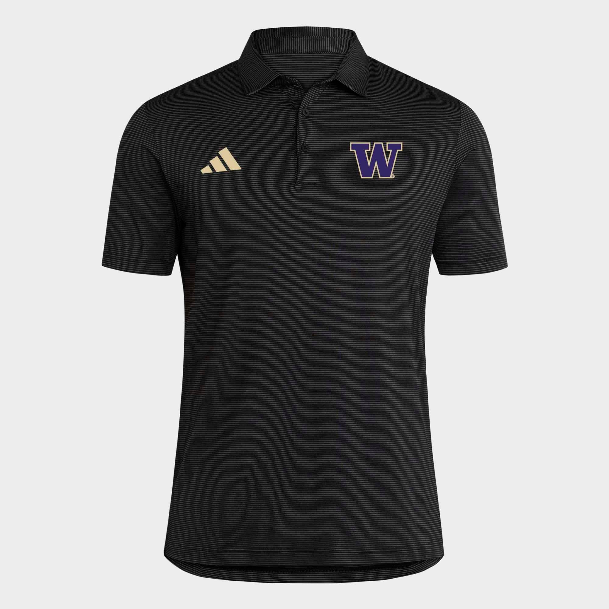 Men's adidas Black Washington Huskies Ultimate 365 Stripe Polo